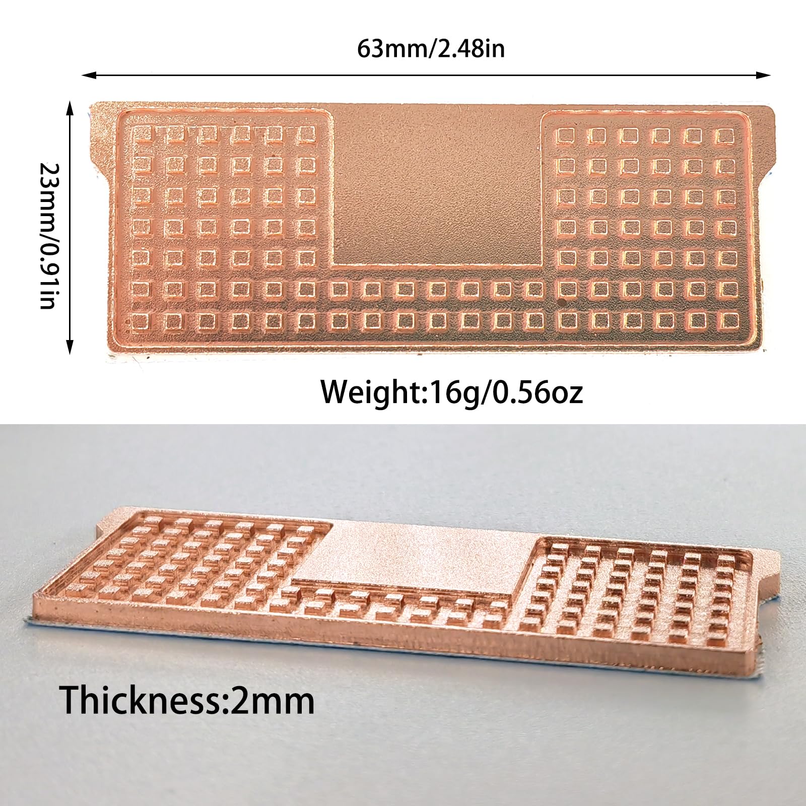 Memory Heatsink Copper Thin 0.08 inches DDR5 Gaming Laptop Memory Heatsink with Thermal Conductive Adhesive Tape Memory Chip Cooler for RAM DDR5 Laptop Memory Heatsink Cooling Radiator - Image 2