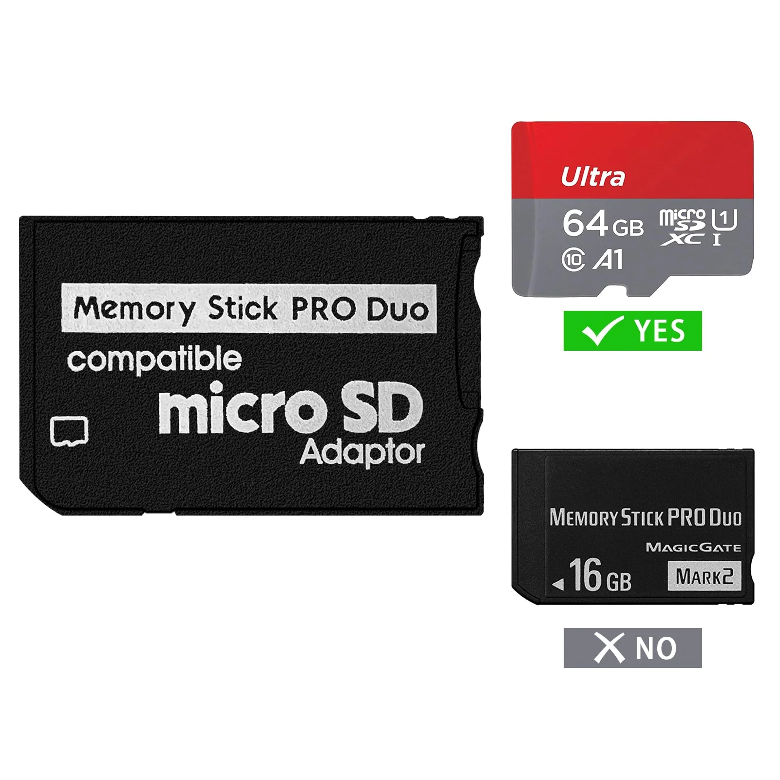 Memory Stick Adapter for PSP, Micro SD to Memory Stick PRO Duo MagicGate Card Compatible with Camera, Handycam, Cell Phone & PSP 1000/2000/3000 - Image 3