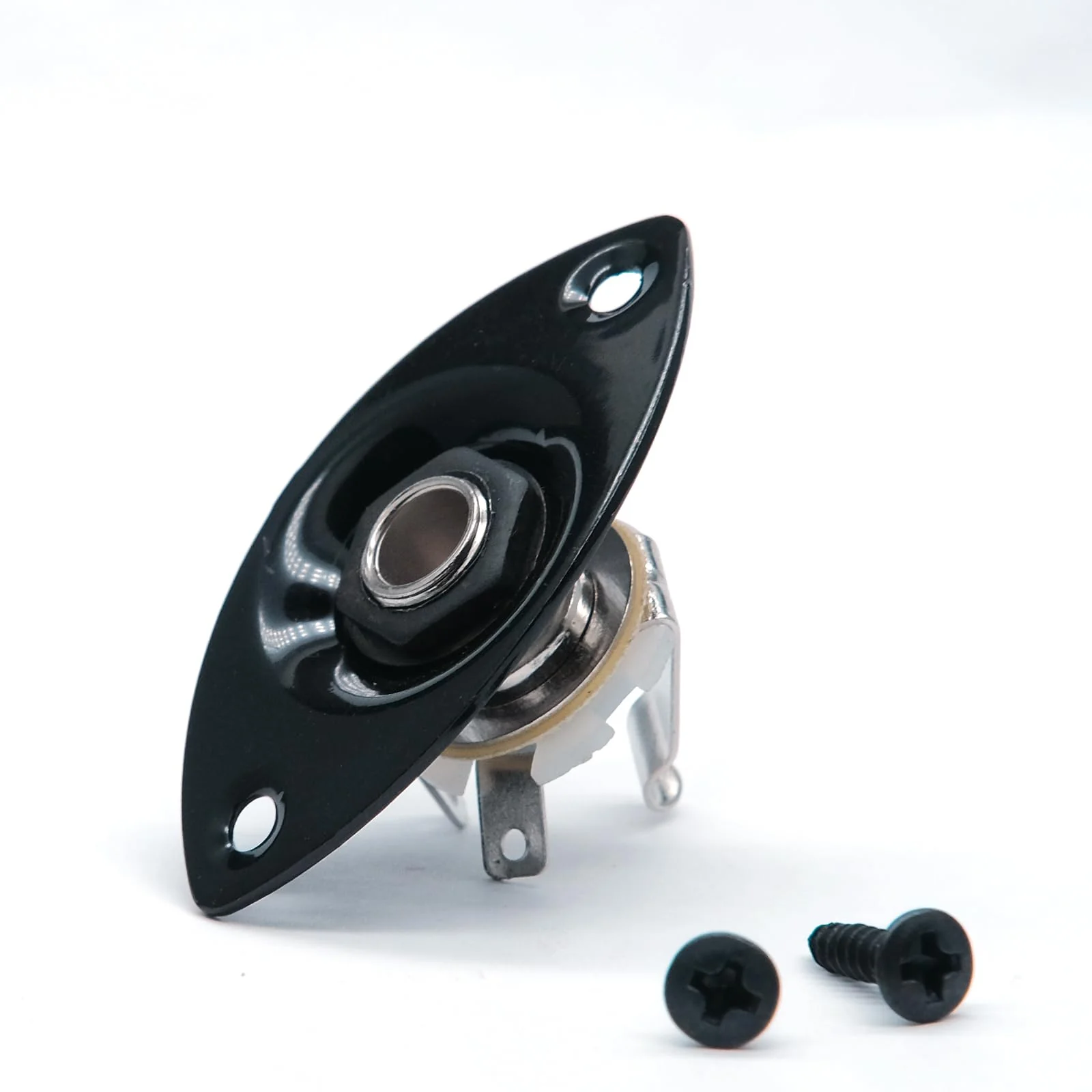 Metal 1/4" Oval Guitar Input Jack Output Plate Jackplate Socket for Fender Strat Tele (Black) Black