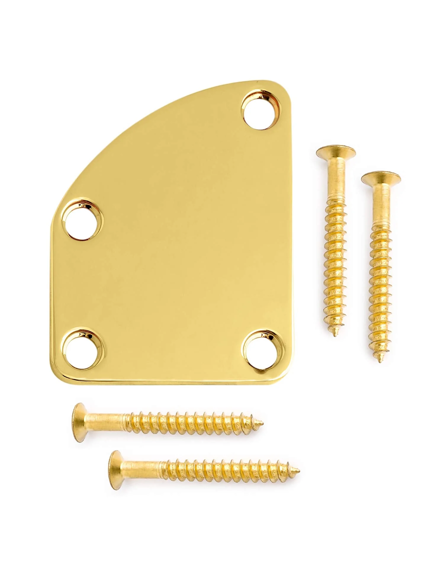 Metallor Electric Guitar Neck Plate Curved Cutaway Semi Round Neck Joint Back Mounting Plate for Stratocaster Telecaster Style Electric Guitar Bass Parts Replacement 4 Holes with Screws Gold. Gold-1