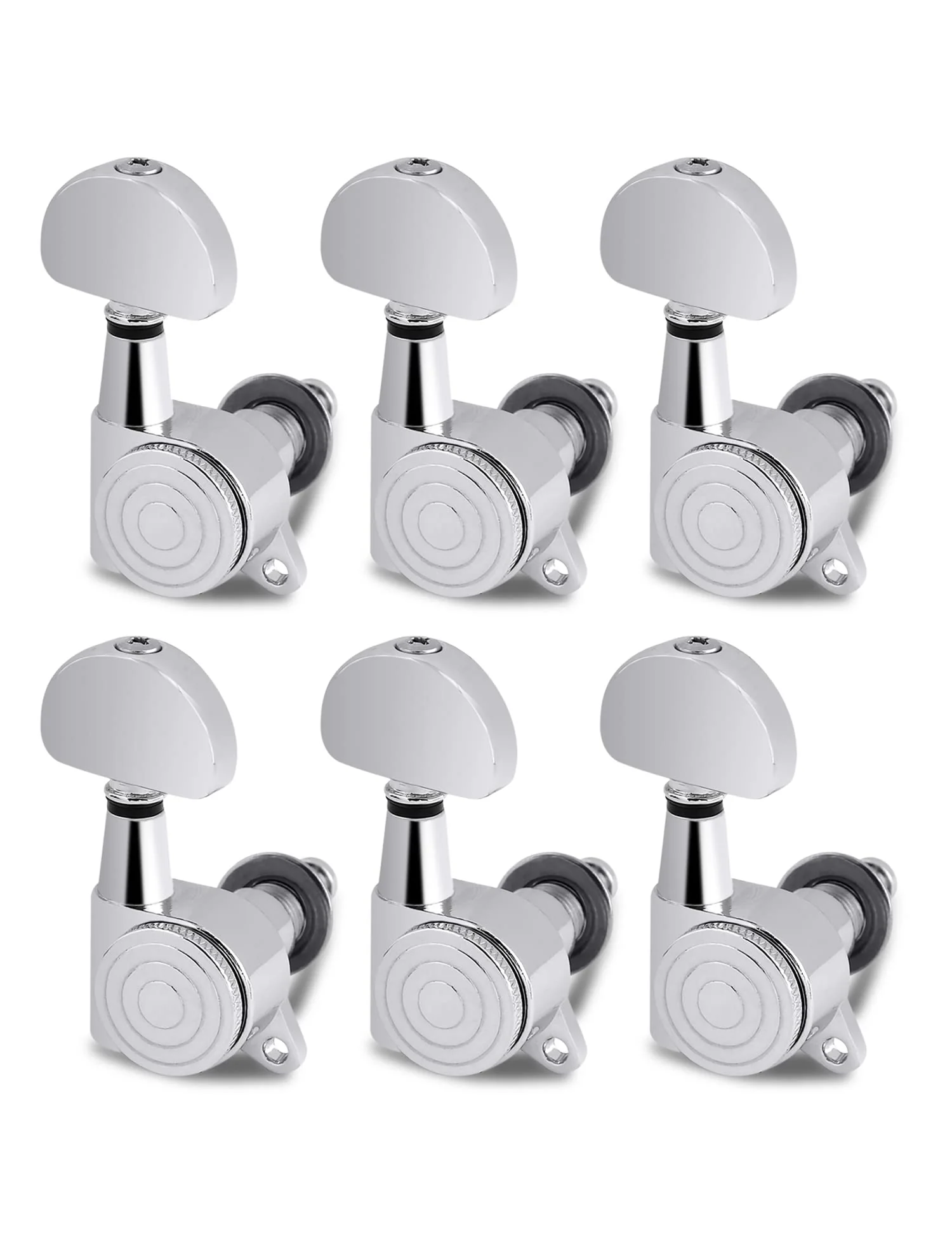 Metallor Locking Guitar String Tuning Pegs Tuning Keys Machine Heads Tuners 1:18 Gear Ratio 6 In Line for Right Handed Electric Guitar or Acoustic Guitar Parts Accessories Half Round Head Chrome.