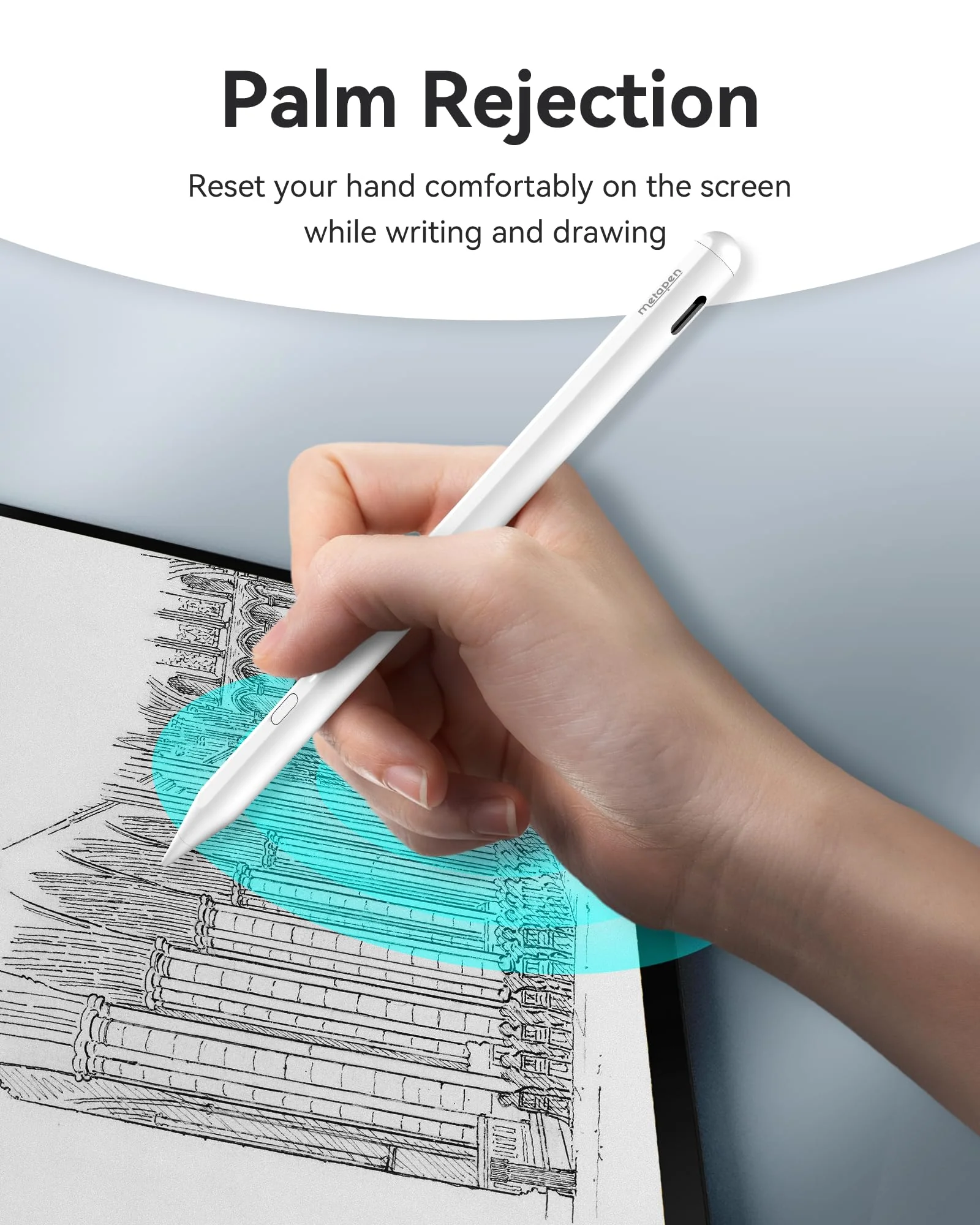 Metapen A11 Pencil for iPad 2018-2024, Faster Charge Pen for Apple iPad, Stylus Pen for iPad Air 3/4/5/M2, iPad Mini 5/6, iPad 6/7/8/9/10, iPad Pro 11"/12.9"/M4/Tilt sensitivity/Quick Button/Bluetooth apple pencil - Image 6