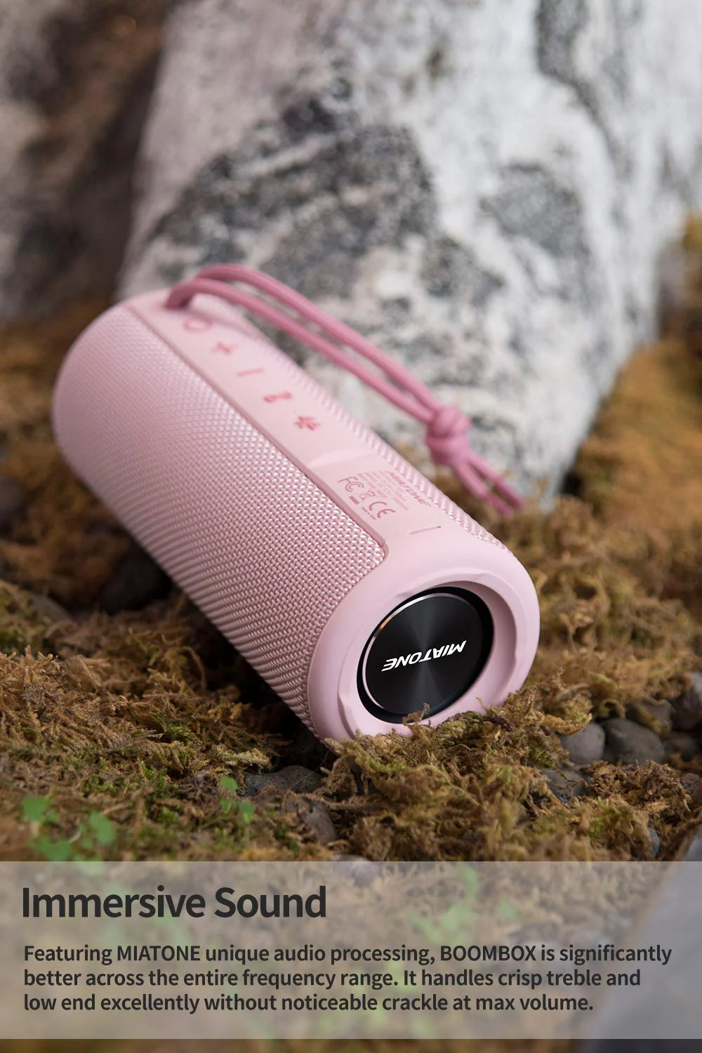 MIATONE Outdoor Portable Bluetooth Speaker Wireless Waterproof - Pink - Image 3