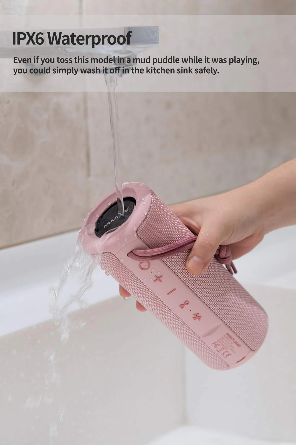 MIATONE Outdoor Portable Bluetooth Speaker Wireless Waterproof - Pink - Image 7