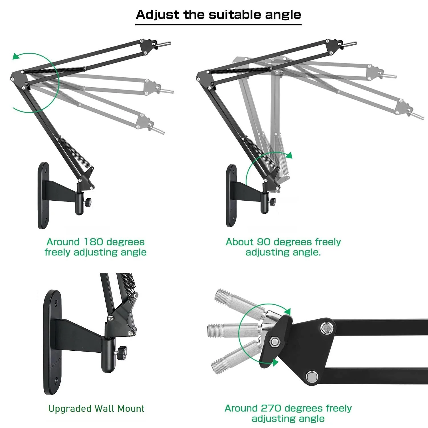 Mic Wall Mount, Microphone Stand Arm Holder compatible with Amazon Basics USB Condenser Microphone - Image 2