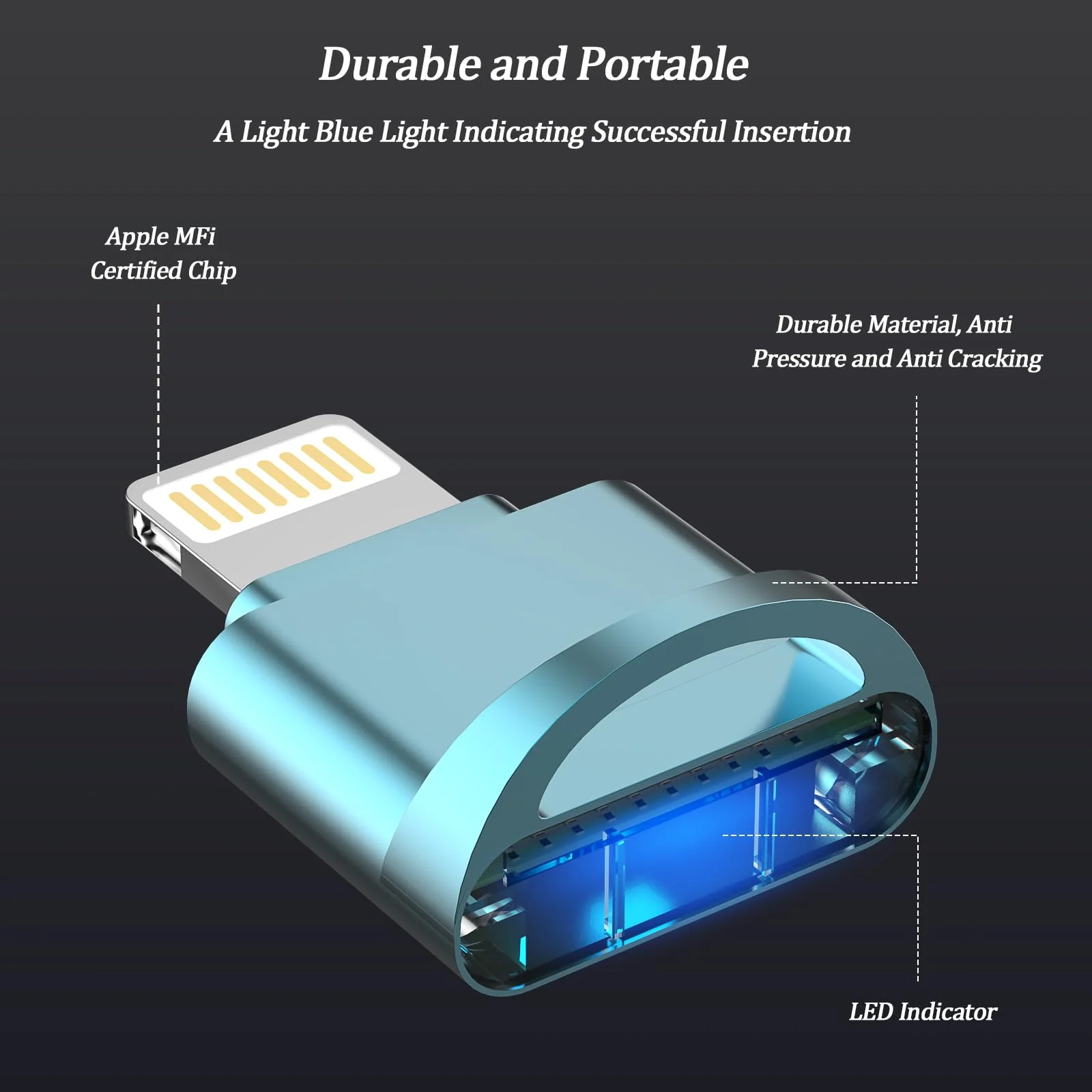 Micro SD Card Reader for iPhone,Lightning to Micro SD/TF Adapter,[Apple MFi Certified] Memory Card Reader for iPhone & iPad,Supports iOS 13 & exFAT/FAT32,for iPhone, Blue (JY-FBA-00019) Lightning - Image 6