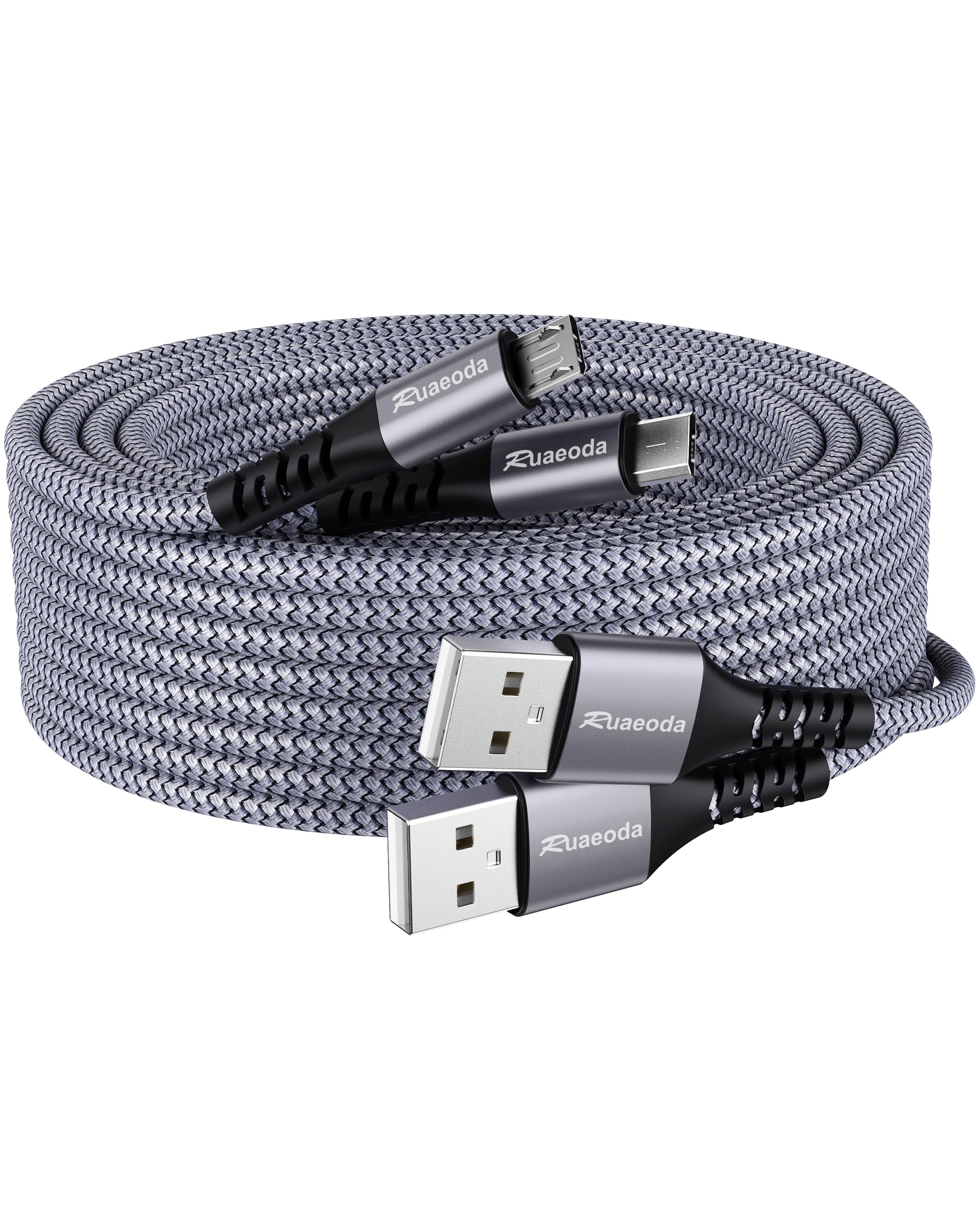 Micro USB Cable Android Charger 6ft 2PACK PS4 Charger Cable - High Speed 2.0 USB A Male to Micro USB Nylon Braided Cable for Android Phone nylon braid 2Pack 6ft - Image 2