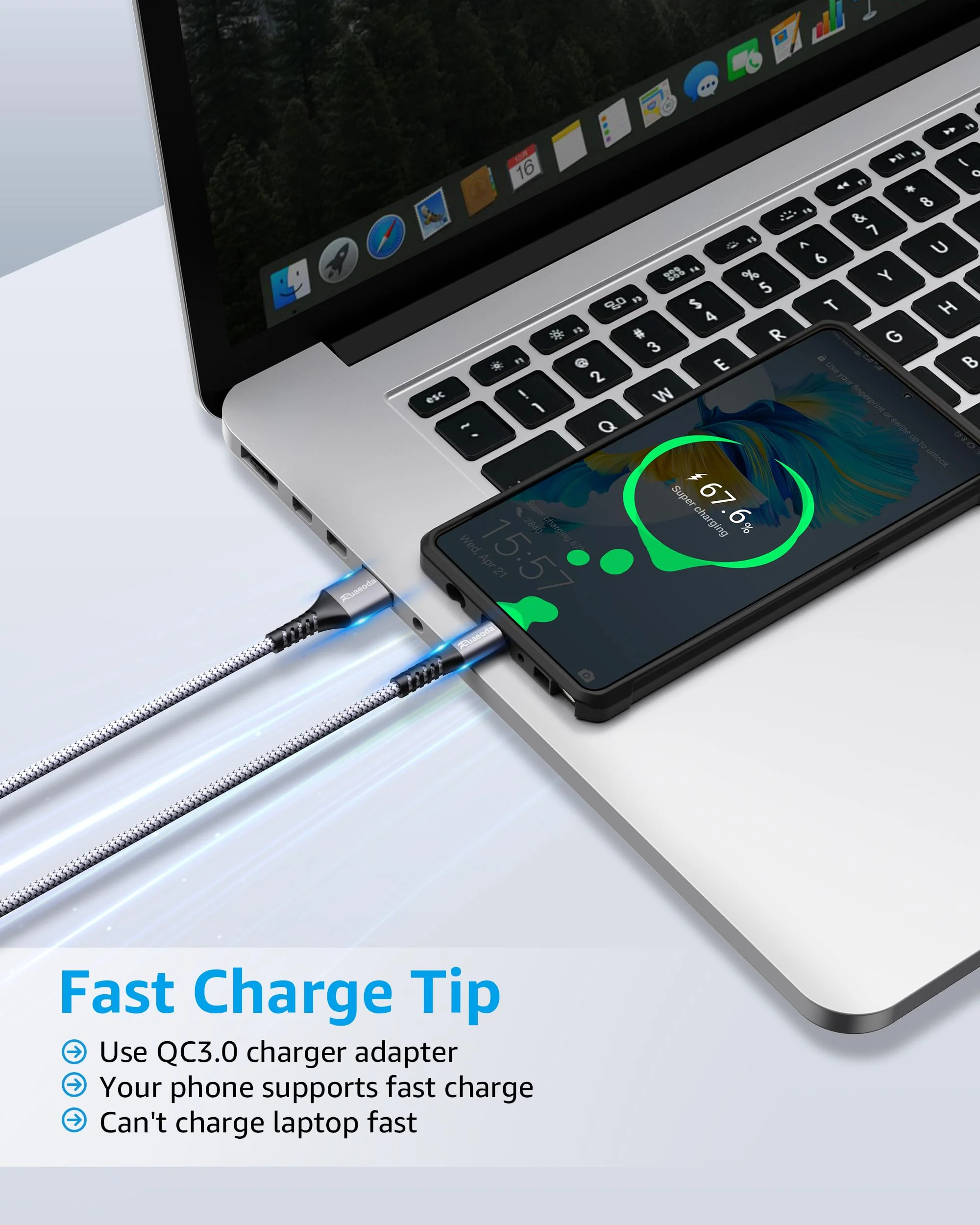 Micro USB Cable Android Charger 6ft 2PACK PS4 Charger Cable - High Speed 2.0 USB A Male to Micro USB Nylon Braided Cable for Android Phone nylon braid 2Pack 6ft - Image 4