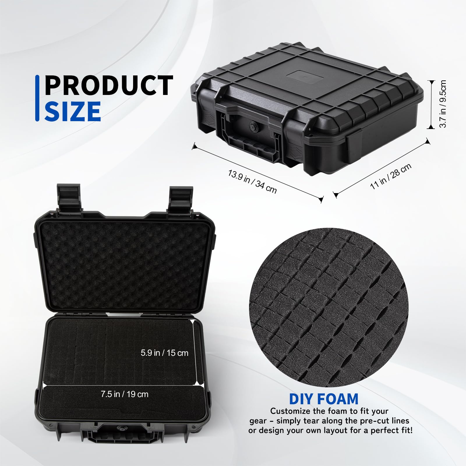 Microphone Carrying Storage Hard Case+ Custom Foam(Pre-cut Mic Slot & DIY Foam)| for Mic Audio Gear Mic Bag Microphone Hard Carrying Travel Case 1mic case - Image 3