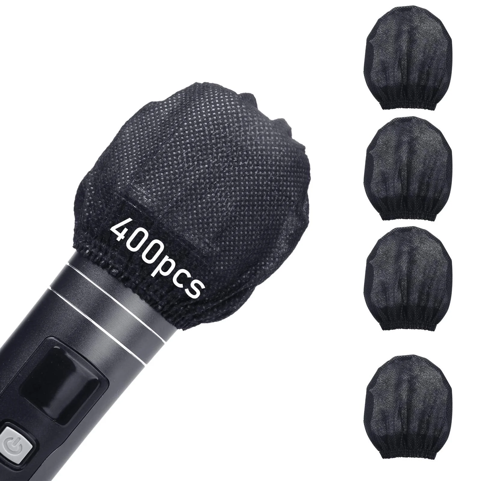 Microphone Cover 400pcs (200 pairs) Microphone Covers Disposable Individually Wrapped Mic Cover For Sanitary Mic Covers Disposable For Mic Microphone Windscreen & Pop Filters Black (400 pack-Black) 400 pack-Black