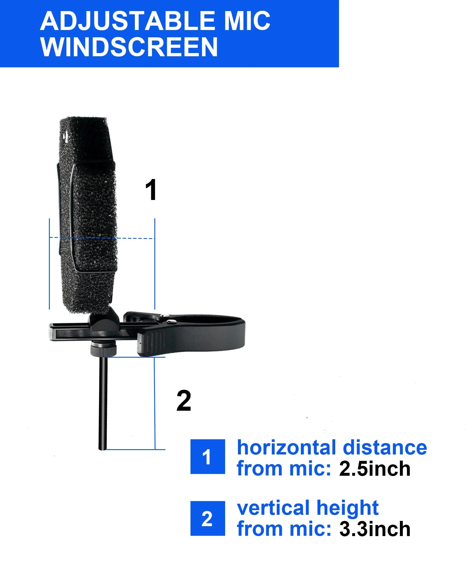 Microphone Pop Filter, Professional Windscreen Mic Cover for Dia.26-70mm Microphones, Acoustic Mic Shield with Upgraded Thick Sponge, Compatible with AT2020, Snowball, HyperX QuadCast, Shure SM78 - Image 4