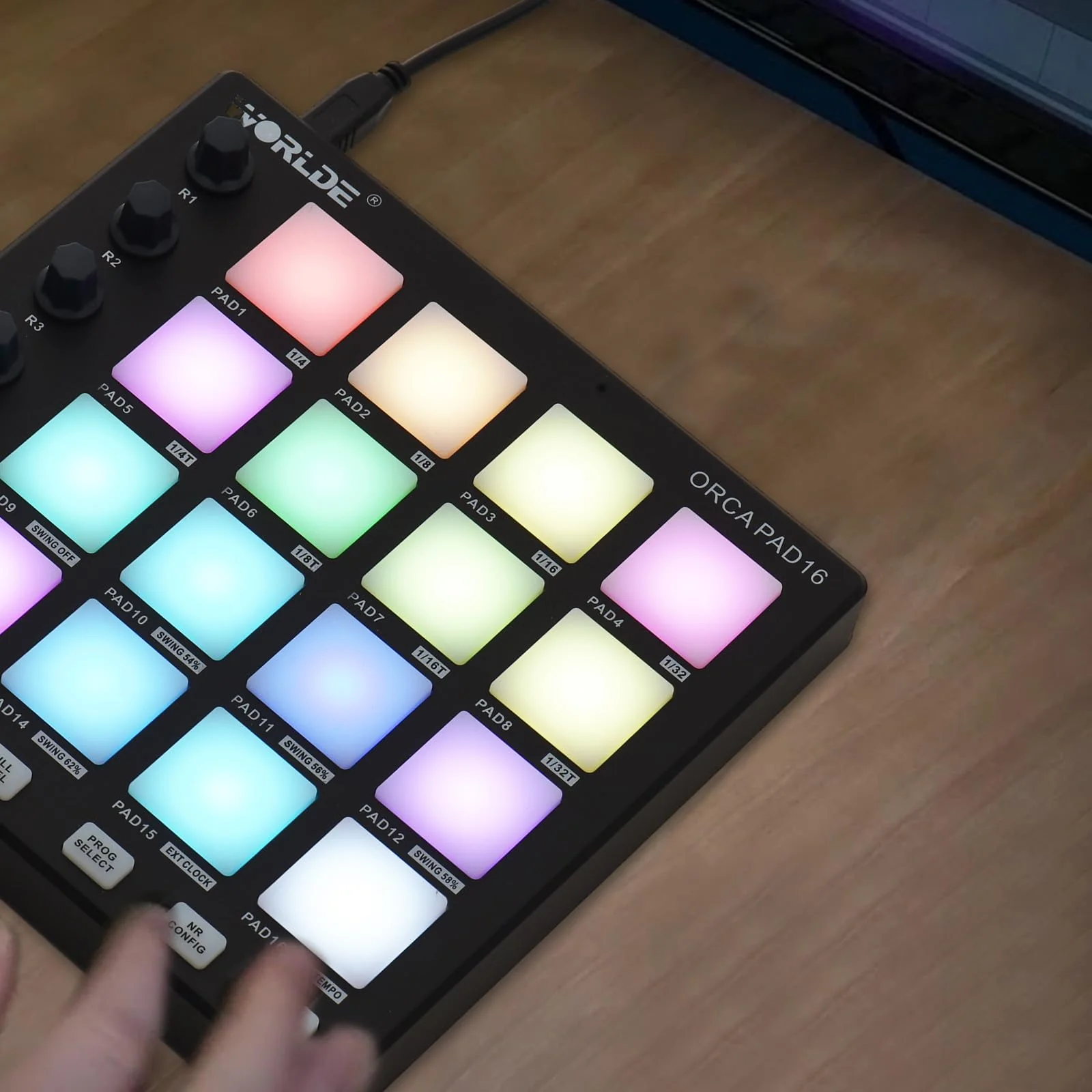 MIDI Controller Beat Maker Machine 6 Assignable Knobs Note Repeat Full Level Buttons and Production Software Portable Mini MIDI Controller Pad USB for Beginner Music Production - Image 6