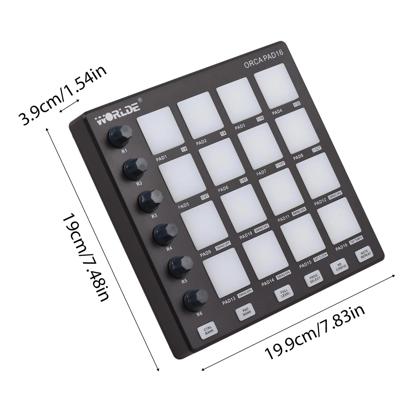MIDI Controller Strike Pad Midi Drum Pad Drum machine Beat Maker Usb Midi Keyboard Machine 6 Assignable Knobs Note Repeat Full Level Buttons and Production Software Portable Mini MIDI Controller - Image 2