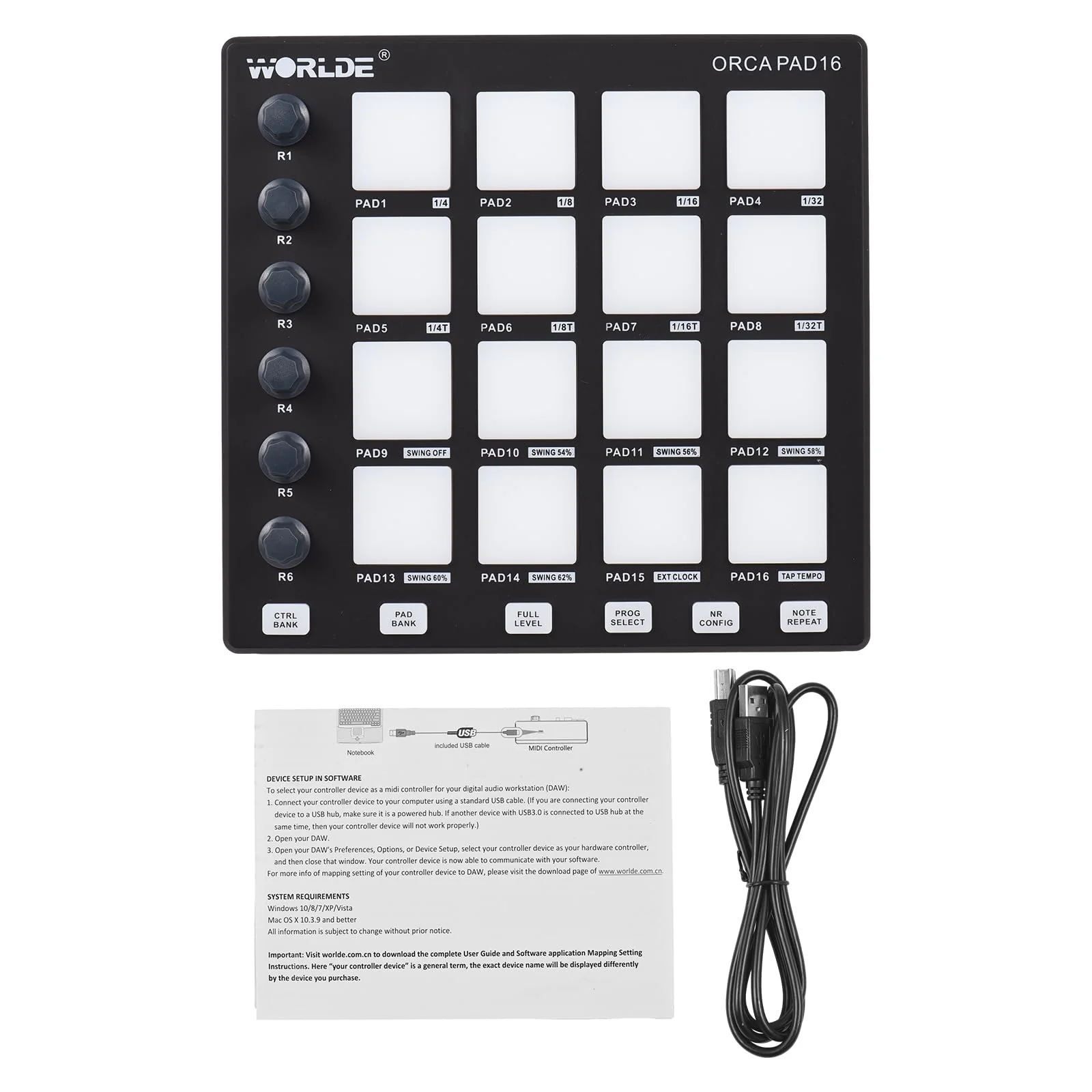 MIDI Controller Strike Pad Midi Drum Pad Drum machine Beat Maker Usb Midi Keyboard Machine 6 Assignable Knobs Note Repeat Full Level Buttons and Production Software Portable Mini MIDI Controller - Image 6