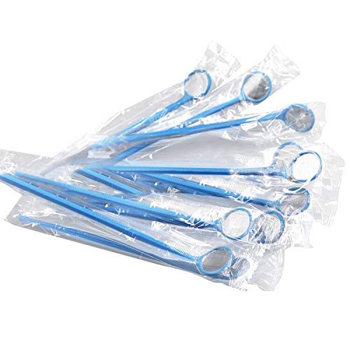 MIKE Plastic Dental Examination Mirrors 100pcs (Blue)