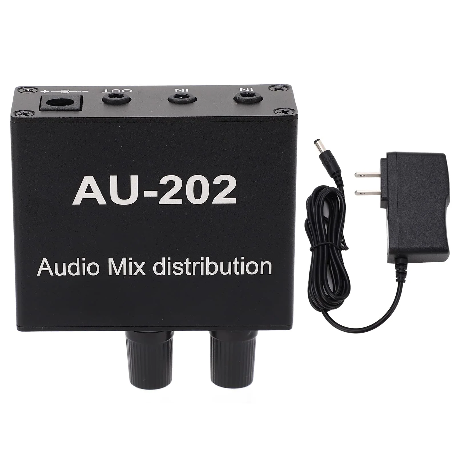 Mini Audio Mixer Aluminum Alloy Portable Stereo Mixer with Power Adapter 100-240V Professional Compact Sound Console for Recording Mixing Live Performance