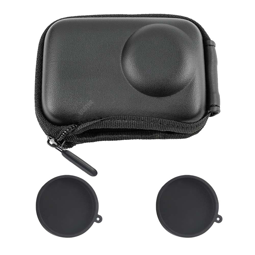 Mini Bag Case for DJI OSMO Action 5 Pro/Action 4 / Action 3 Camera + Rubber Lens cap Cover [1+2 Pack], Carrying Portable Storage boxes Accessory