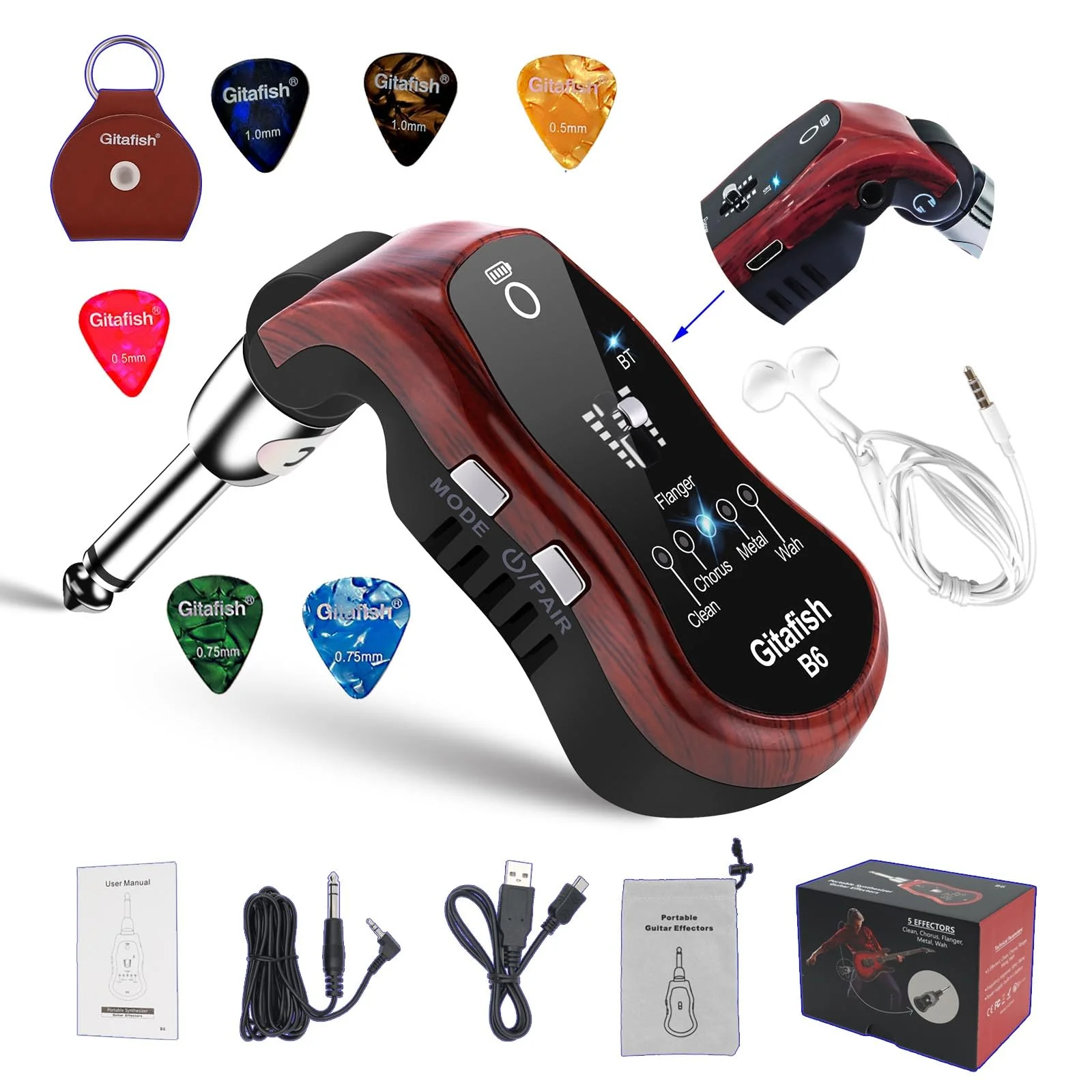Mini Bass Amp Bluetooth Electric Guitar Amps Pocket Bass Portable Headphones Amplifier