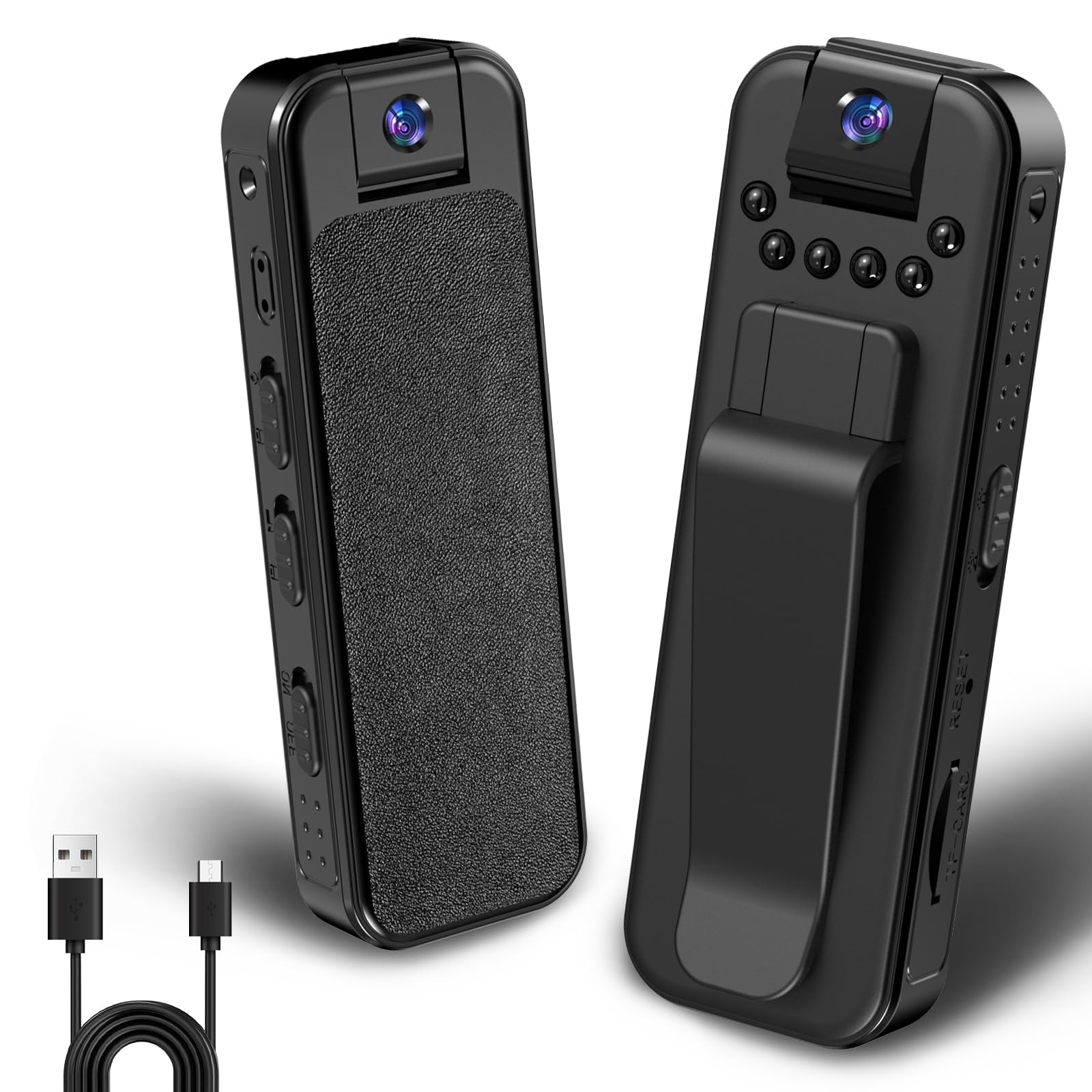 Mini Body Camera with Audio and Video Recording, 1080P Camcorder with Night Vision, 180° Ratatable Lens, Sturdy Clip for Cycling Law Enforcement Recording up to 128GB SD Card (Not Included)