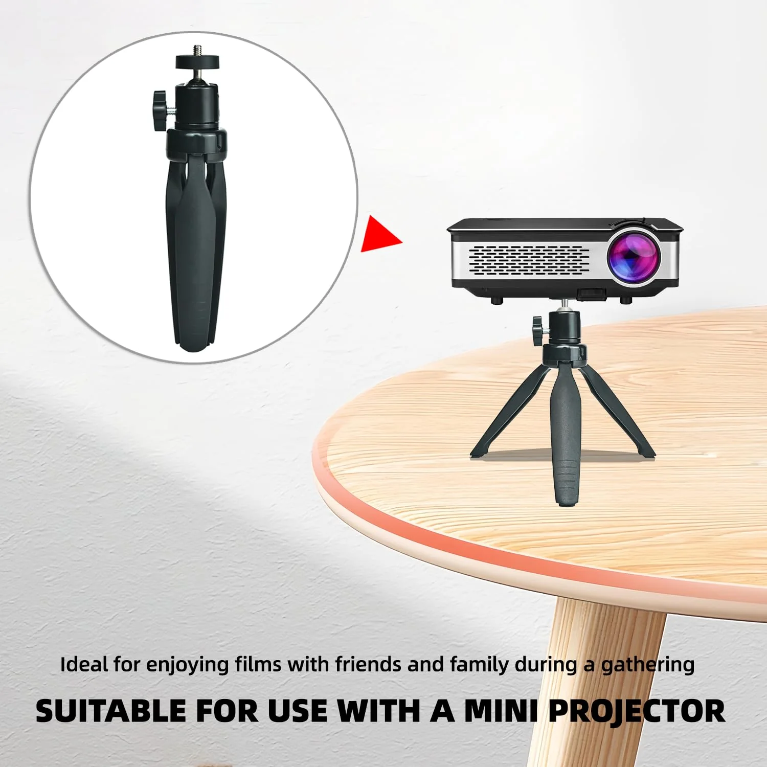 Mini Desktop Tripod Stand with 6.3 inch Universal 1/4 Screw Ballhead for Projectors, DSLR Cameras, Webcams, Smartphones, and Selfie Sticks - Black Angle Adjustable pt-101 tripod - Image 6