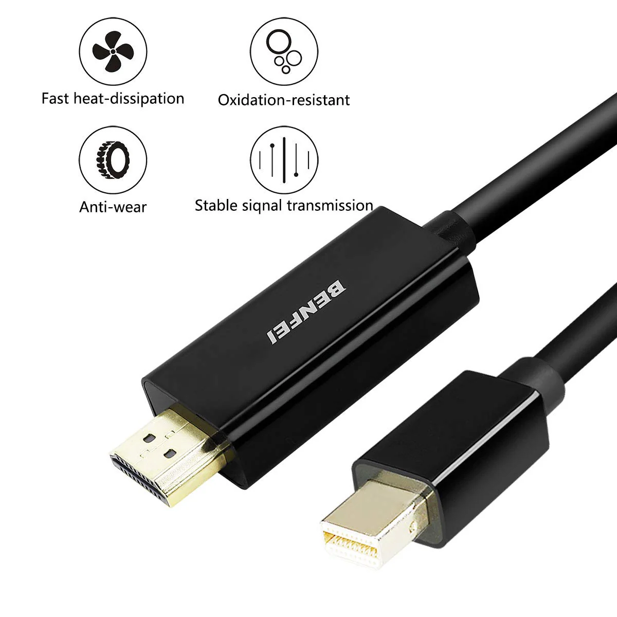 Mini DisplayPort to HDMI Cable, Benfei Mini DP to HDMI 6 Feet Cable (Thunderbolt Compatible) with MacBook Air/Pro, Surface Pro/Dock, Monitor, Projector Black - Image 7