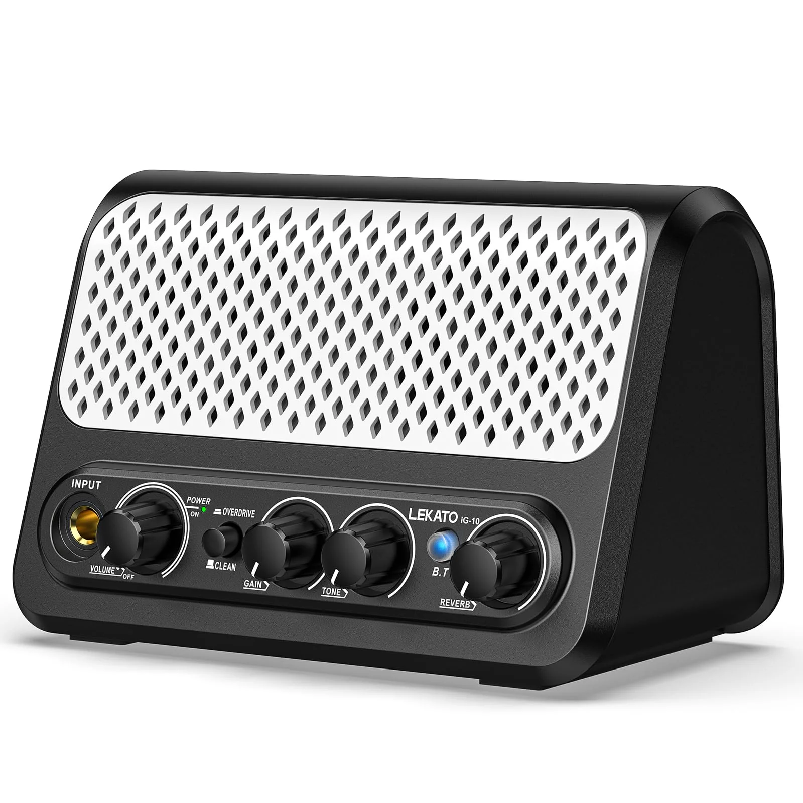 Mini Guitar Amp,LEKATO 10W Portable Electric Guitar Amplifier with Clean & Overdrive Channel,Reverb,Bluetooth Small Guitar Amp for Practice (Black-White) Black-White