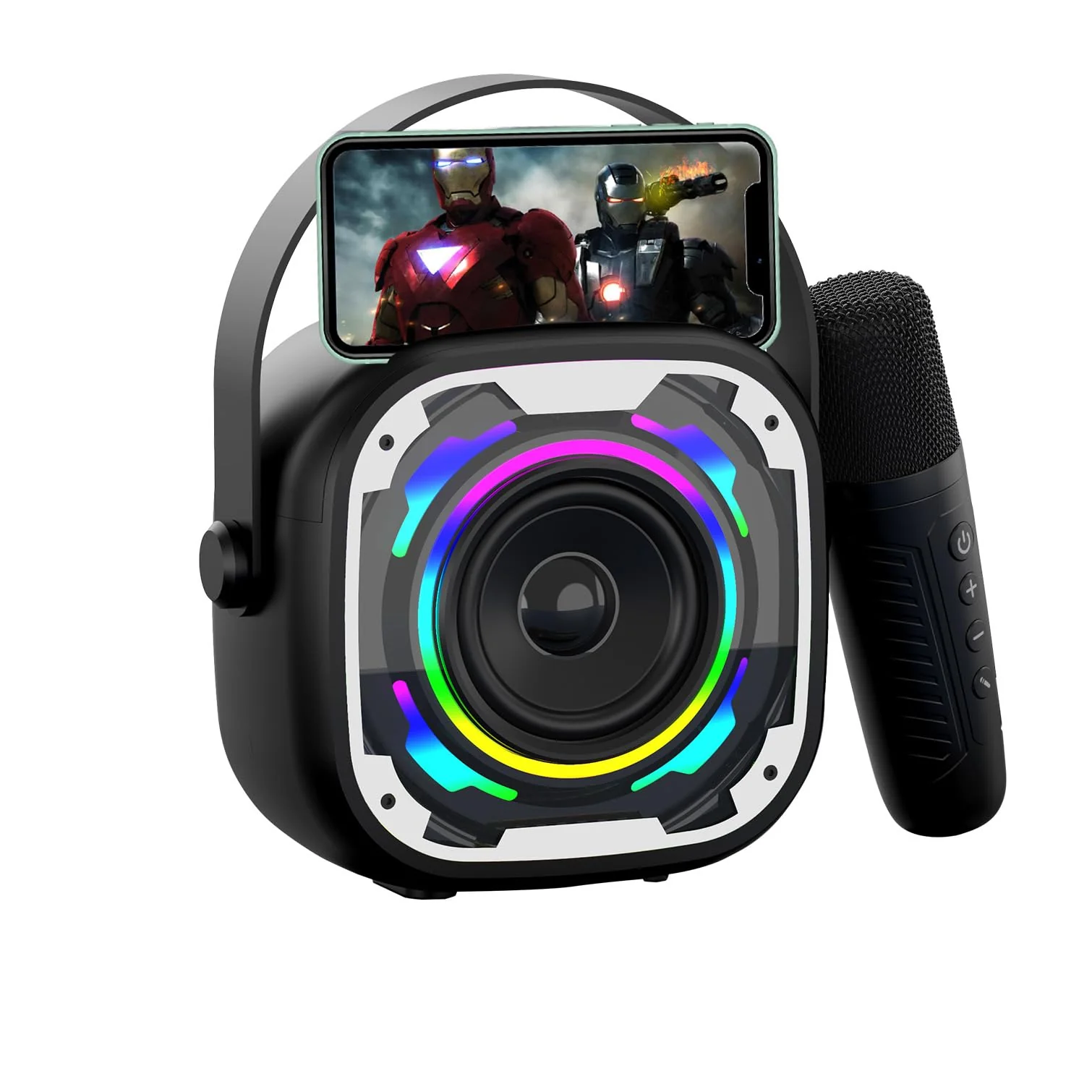 Mini Karaoke Machine for Kids Adults, Portable Bluetooth Speaker with Wireless Karaoke Microphone, Singing Machine Christmas Toys Birthday Gifts for Girls Boys Ages 3 4 5 6 7 8 9 10 11 12+ (Black) Black-1 Mic