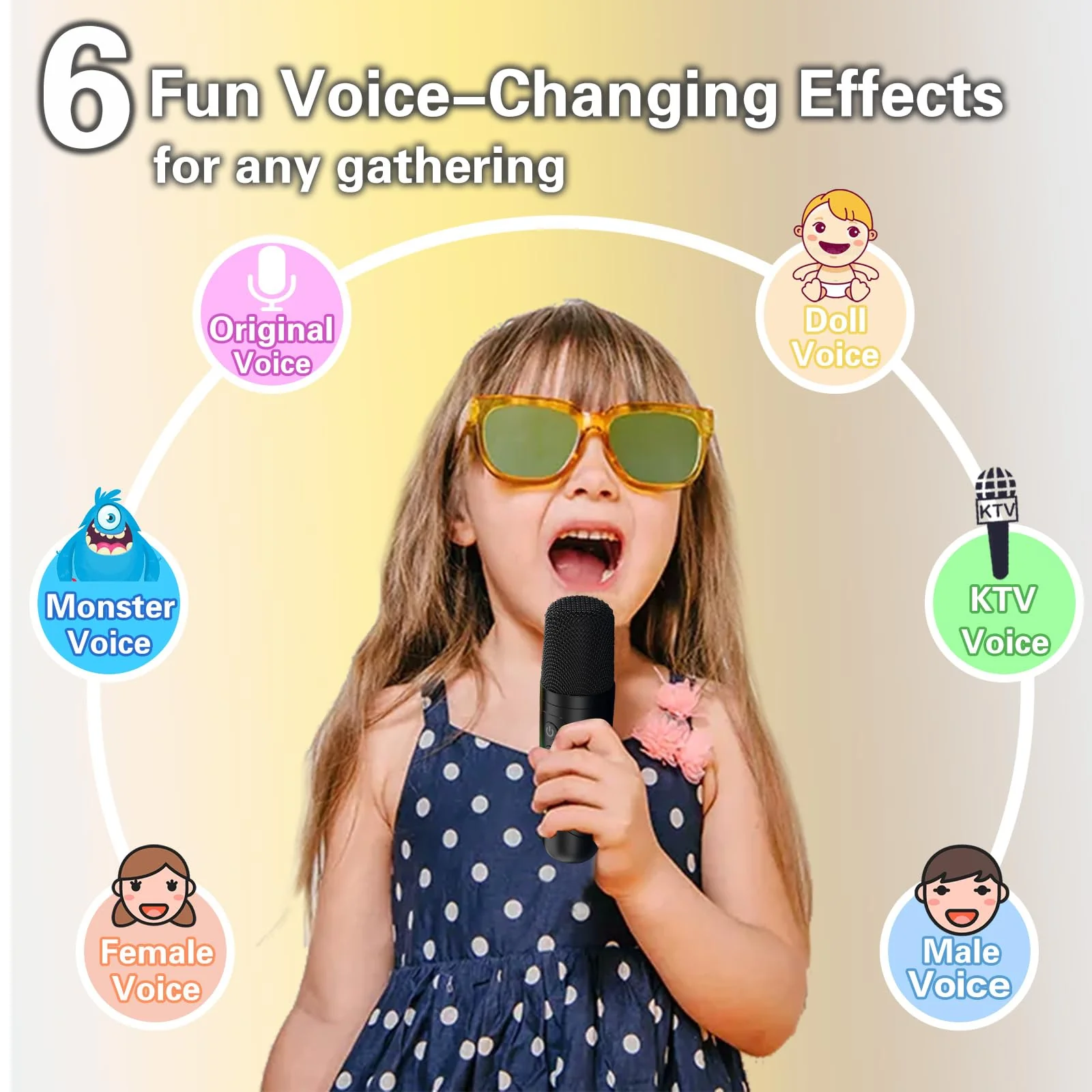 Mini Karaoke Machine for Kids Adults, Portable Bluetooth Speaker with Wireless Karaoke Microphone, Singing Machine Christmas Toys Birthday Gifts for Girls Boys Ages 3 4 5 6 7 8 9 10 11 12+ (Black) Black-1 Mic - Image 5