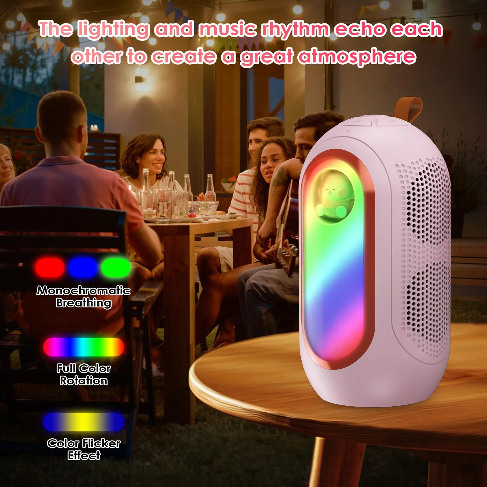 Mini Karaoke Machine for Kids & Adults with 2 Wireless Microphones Portable Karaoke Machine 2x5W Bluetooth Speaker Birthday Gift Toys Gifts for Kids Family Home Outdoor Party Pink - Image 3