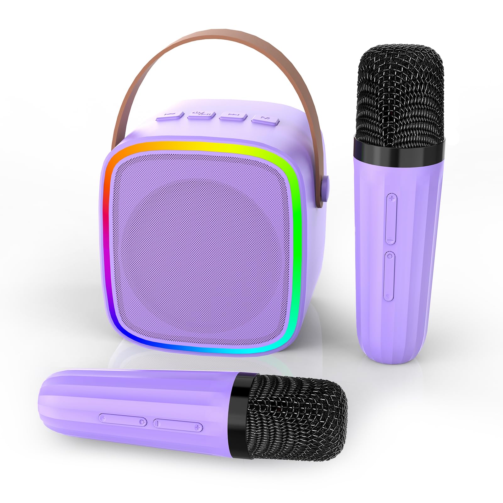 Mini Karaoke Machine with 2 Wireless Microphones, Kids Toys Portable Bluetooth Speaker for Kids Adults Toddler, Christmas Girls Toys for 4 5 6 7 8 9 10 12 Year Old Birthday Gift Ideas (Purple) Purple