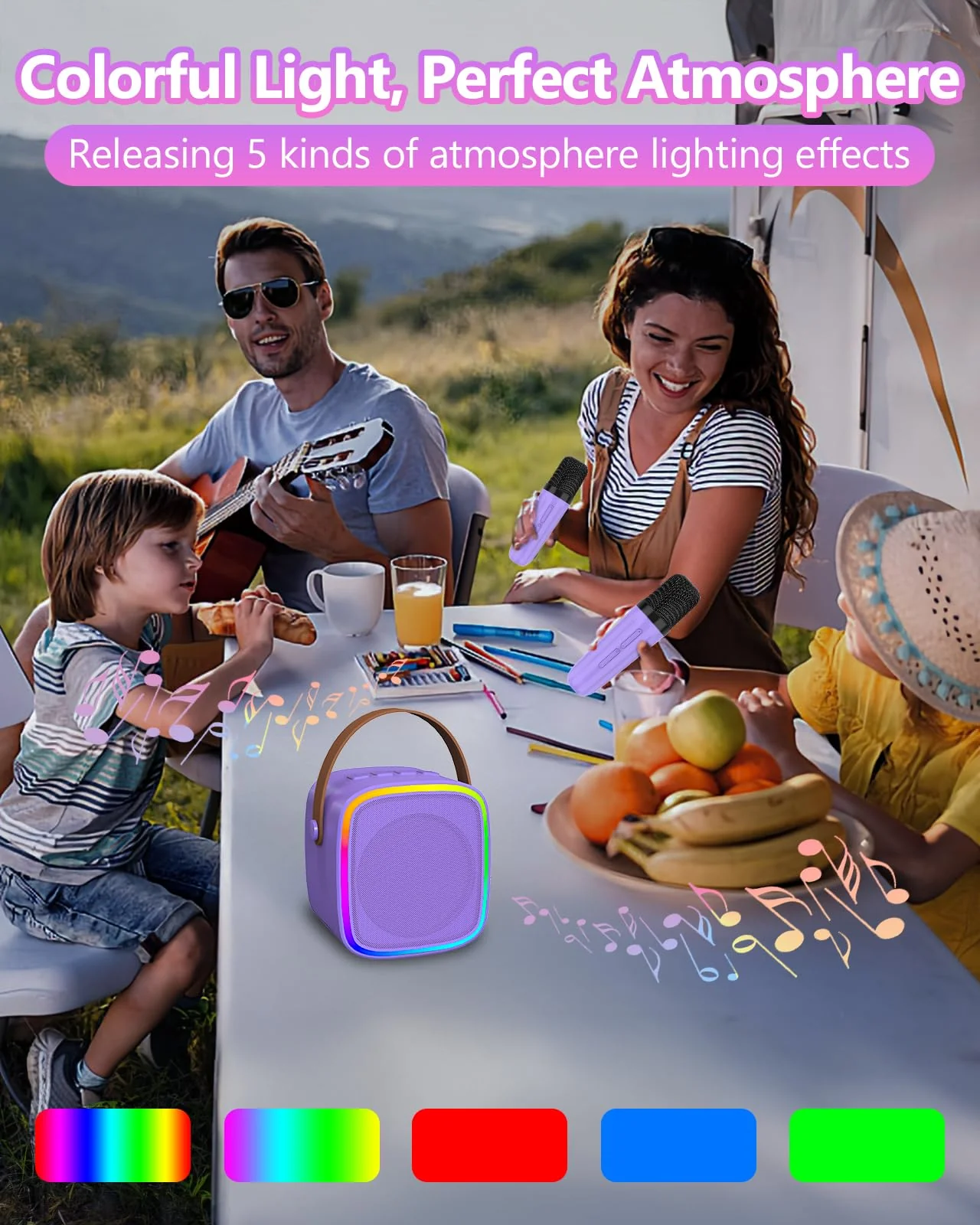 Mini Karaoke Machine with 2 Wireless Microphones, Kids Toys Portable Bluetooth Speaker for Kids Adults Toddler, Christmas Girls Toys for 4 5 6 7 8 9 10 12 Year Old Birthday Gift Ideas (Purple) Purple - Image 6