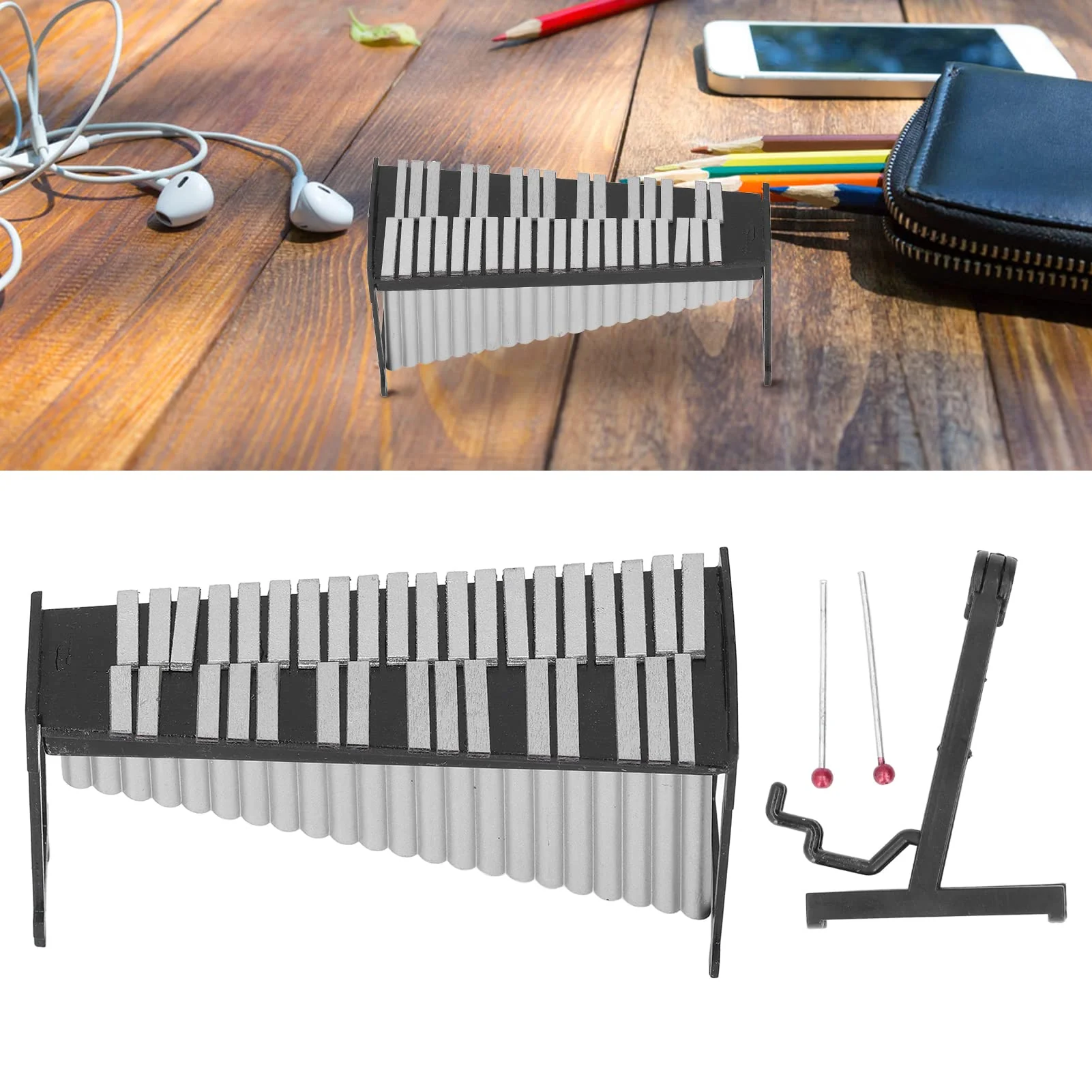 Mini Marimba, Resin Shiny Texture Miniature Doll House Musical Toys for Music Lovers - Image 3