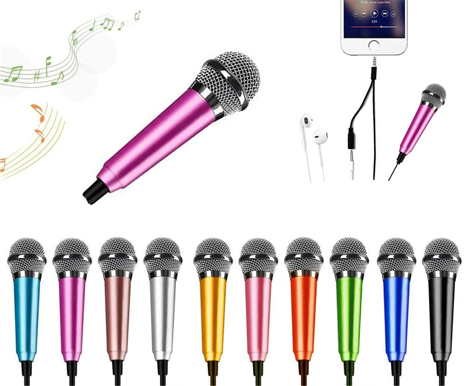Mini Microphone,Portable Vocal Tiny Microphone, Asmr Microphone ,Phone Microphone, Mini Karaoke Microphone for Voice Recording Chatting And Singing On Iphone,Android,Laptop Notebook(Pink purple) Rose purple