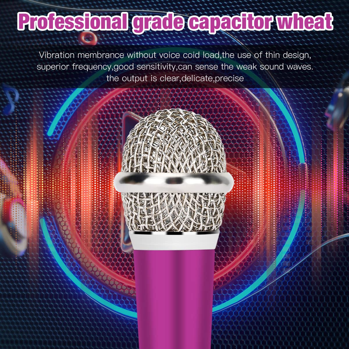 Mini Microphone,Portable Vocal Tiny Microphone, Asmr Microphone ,Phone Microphone, Mini Karaoke Microphone for Voice Recording Chatting And Singing On Iphone,Android,Laptop Notebook(Pink purple) Rose purple - Image 2