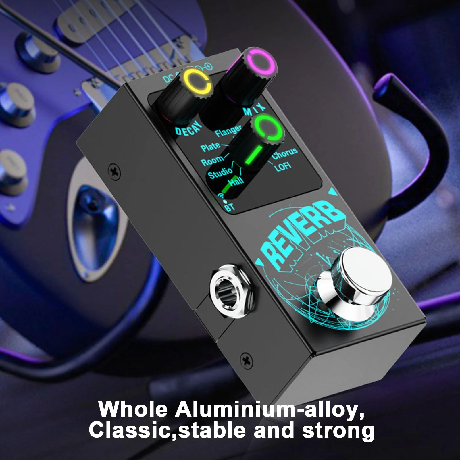 Mini Reverb Guitar Pedal, Verb Square Digital Reverb 9 Modes Room, Hall, Chorus, Duck, Plate, Studio, Echo, LOFI with True Bypass Aluminium alloy case (Black Reverb) Black Reverb - Image 7