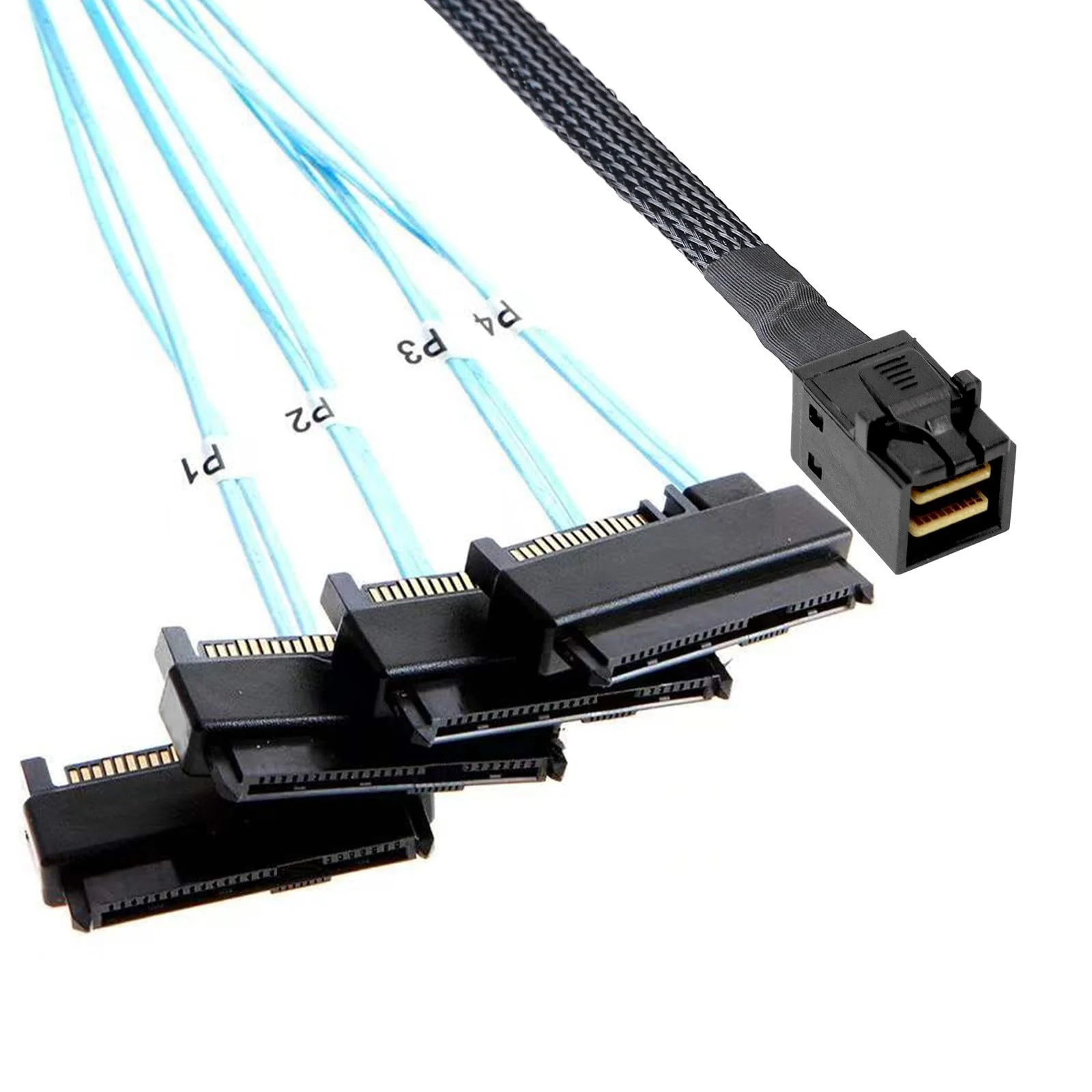 Mini-SAS to SAS-Cable: 0.5M SFF-8643 to SAS SFF-8643 to SFF-8482 Connector 4X SAS SFF-8482 with SATA Power Adapter Cable (1.6FT) 1.6FT 1Pack