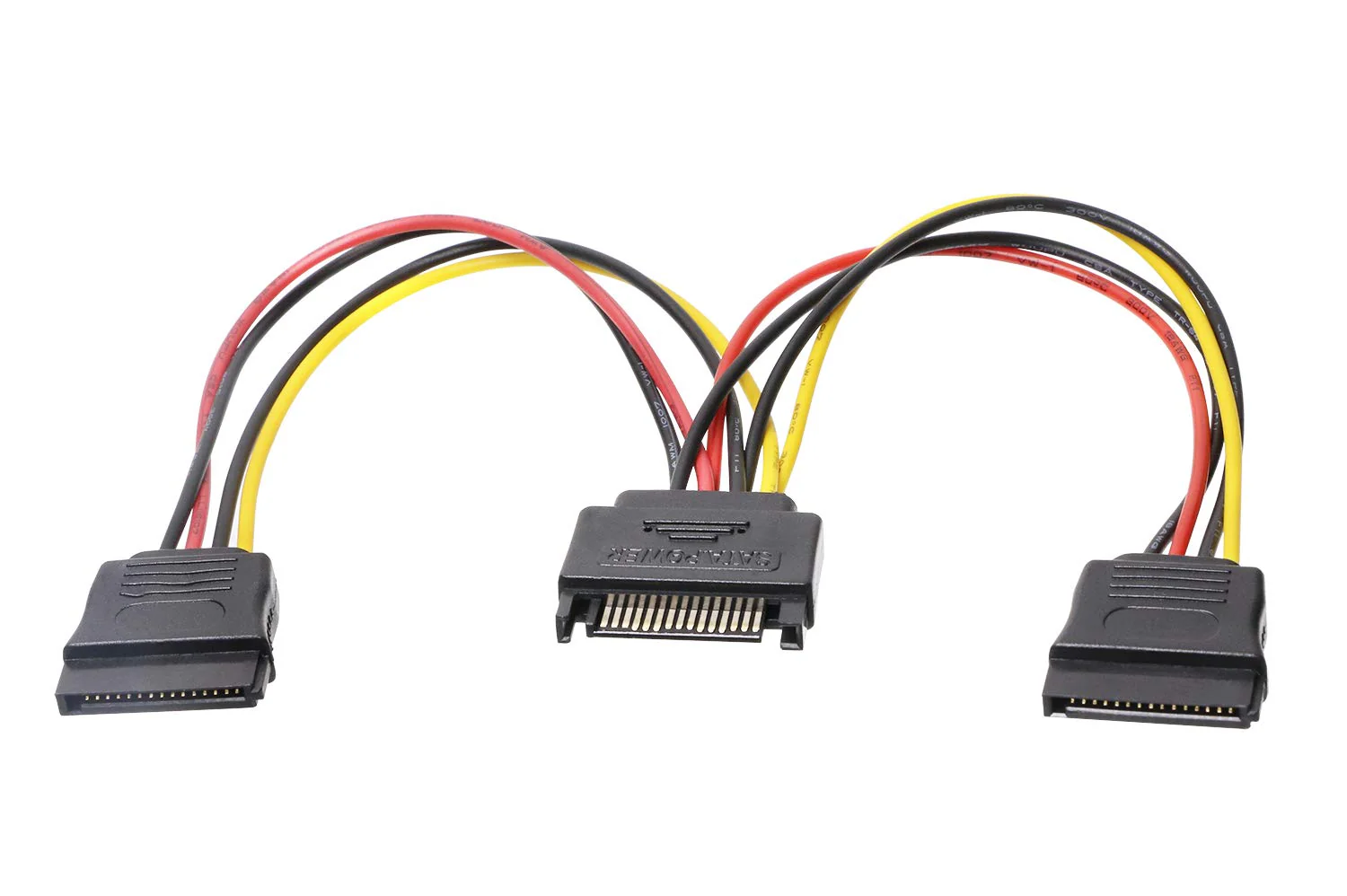 Mini Skater 7.87 Inch Length SATA Power Cable 15-Pin Male to 2 x 15-Pin Female Power Extension SATA Y Splitter Cable Adapter Line for Chassis and Hard Drive Power,1Pcs Black B