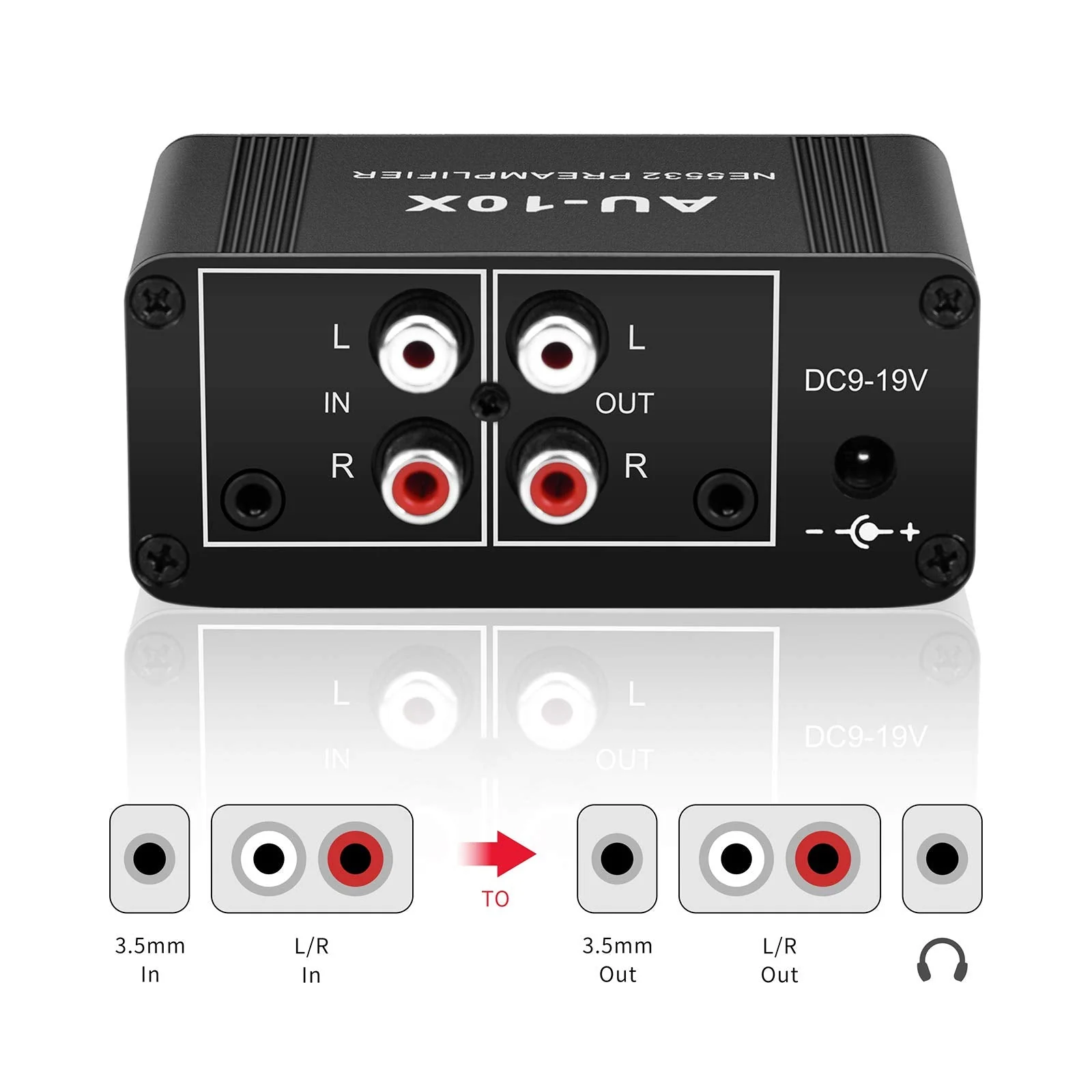Mini Small Stereo Audio preamplifier, Headphone Amplifier, Gain 20dB Phono Turntable Phonograph preamp, Dual op amp NE5532 with RCA 3.5mm Input to RCA 3.5mm Output - Image 3