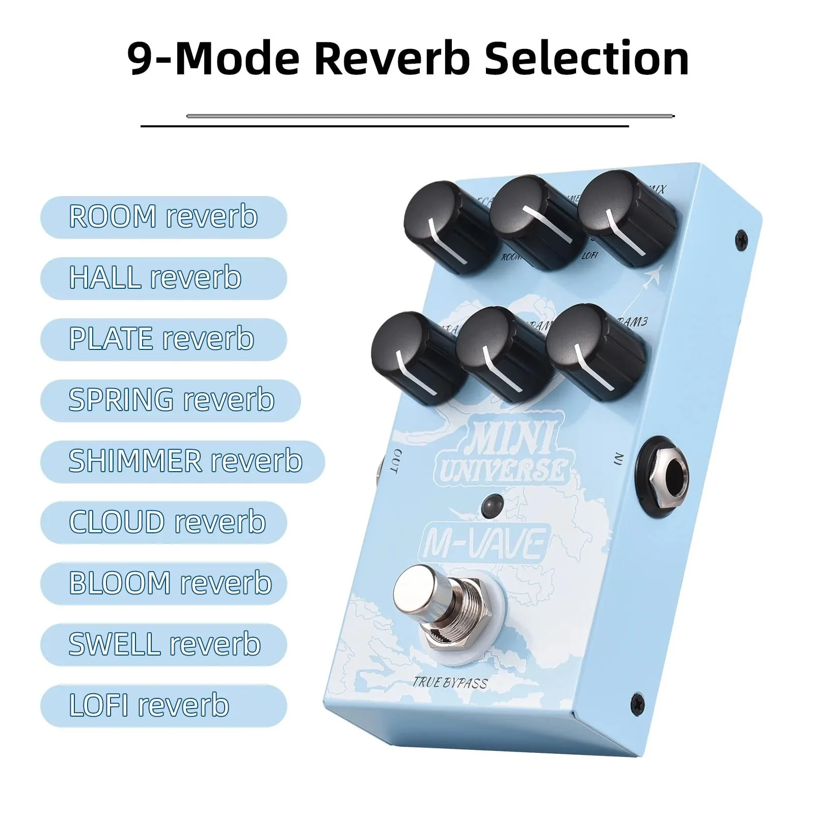 Mini Universe Digital Reverb Pedal 9 Reverb Digital Effects Room/Shimmer/Lofi/Spring Reveb Effect Pedals Guitar Pedal True Bypass - Image 5