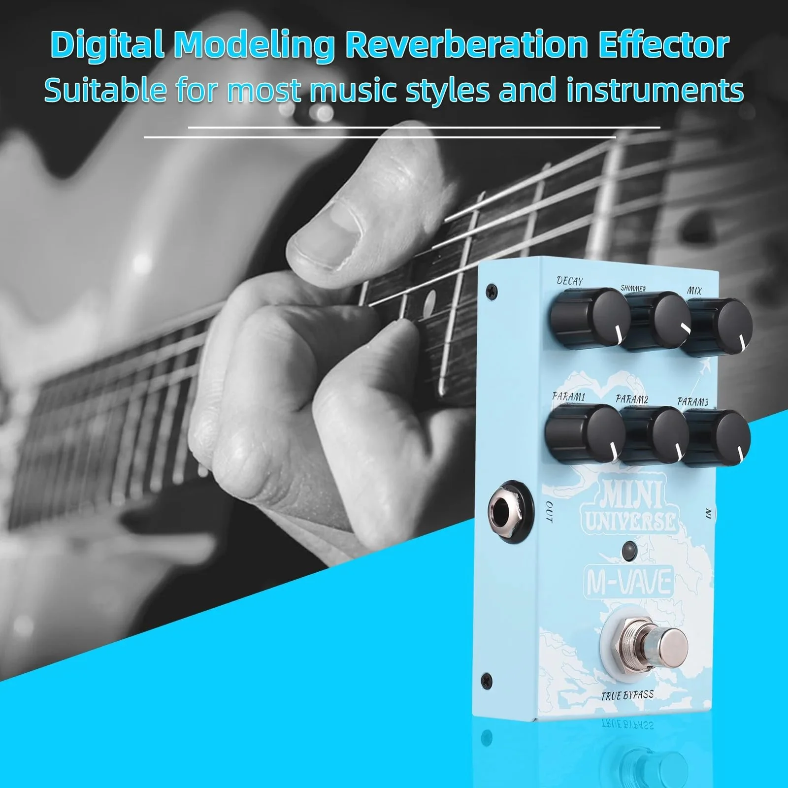 Mini Universe Digital Reverb Pedal 9 Reverb Digital Effects Room/Shimmer/Lofi/Spring Reveb Effect Pedals Guitar Pedal True Bypass - Image 9
