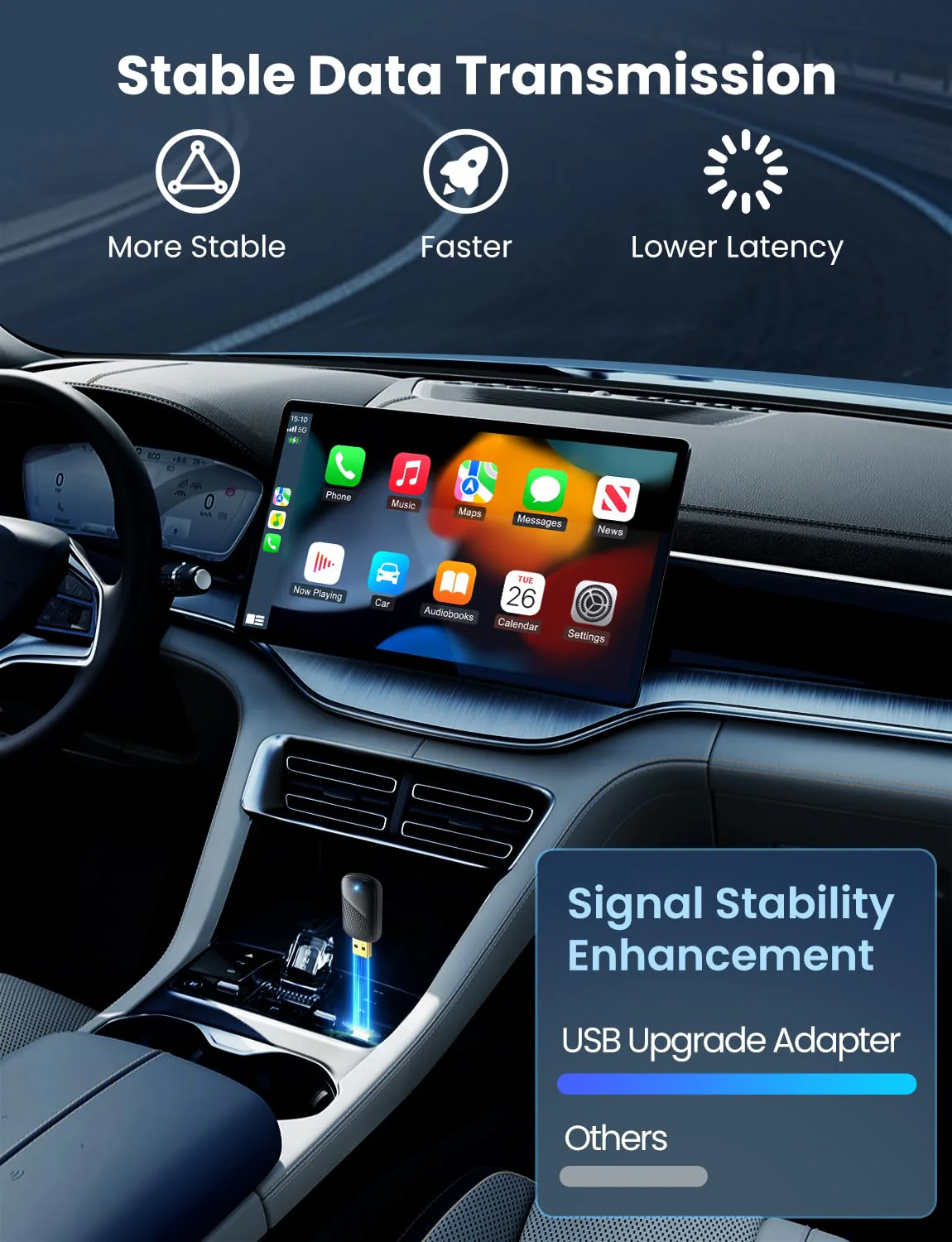 Mini Wireless Carplay and Android auto Adapter with Fastest Connection Car, No Latency Wireless Carplay Adapter, Tying to Cars from 2016 & Phone with Android 10+ / iPhone 6 or Above USB-A/Type-C - Image 2