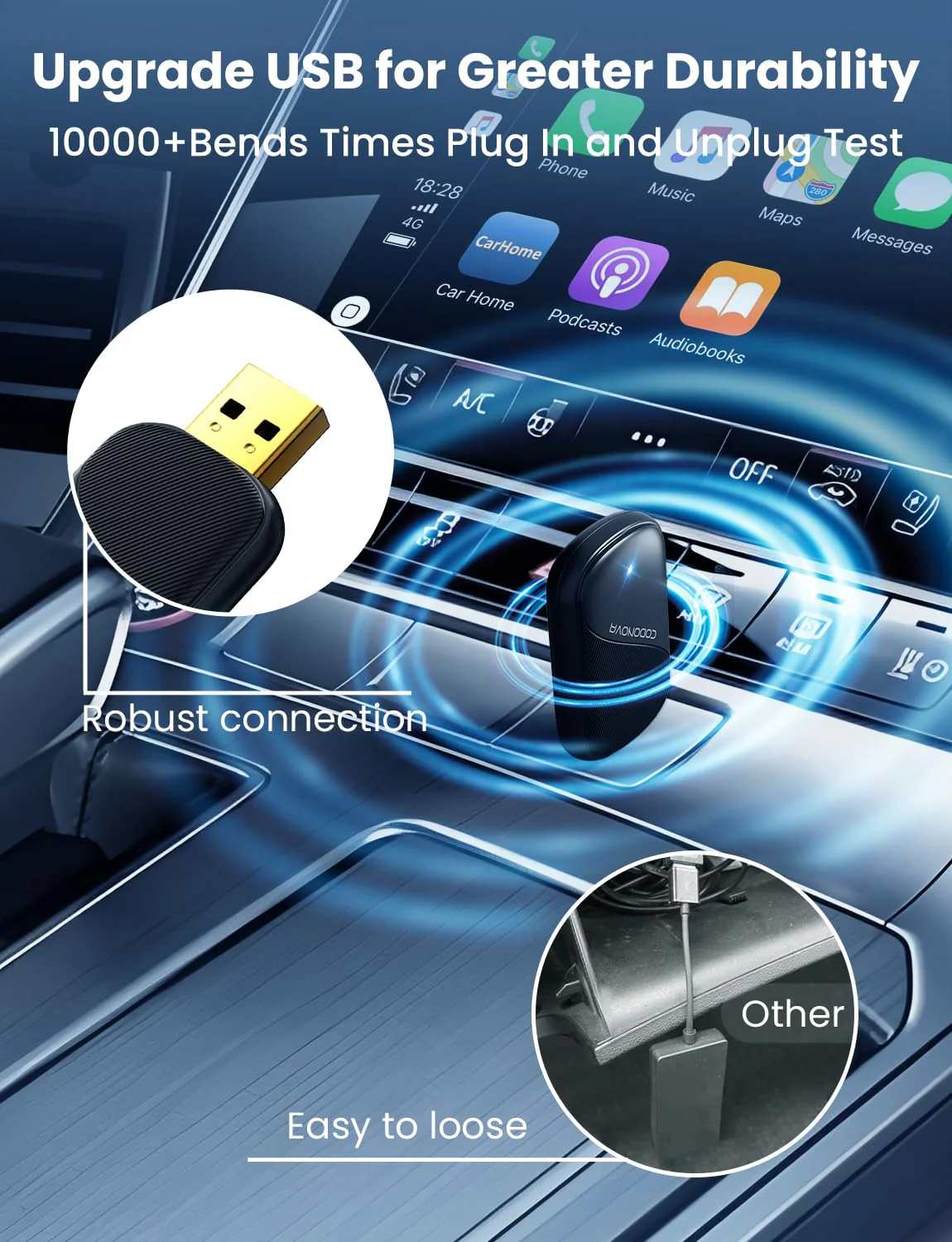 Mini Wireless Carplay and Android auto Adapter with Fastest Connection Car, No Latency Wireless Carplay Adapter, Tying to Cars from 2016 & Phone with Android 10+ / iPhone 6 or Above USB-A/Type-C - Image 6