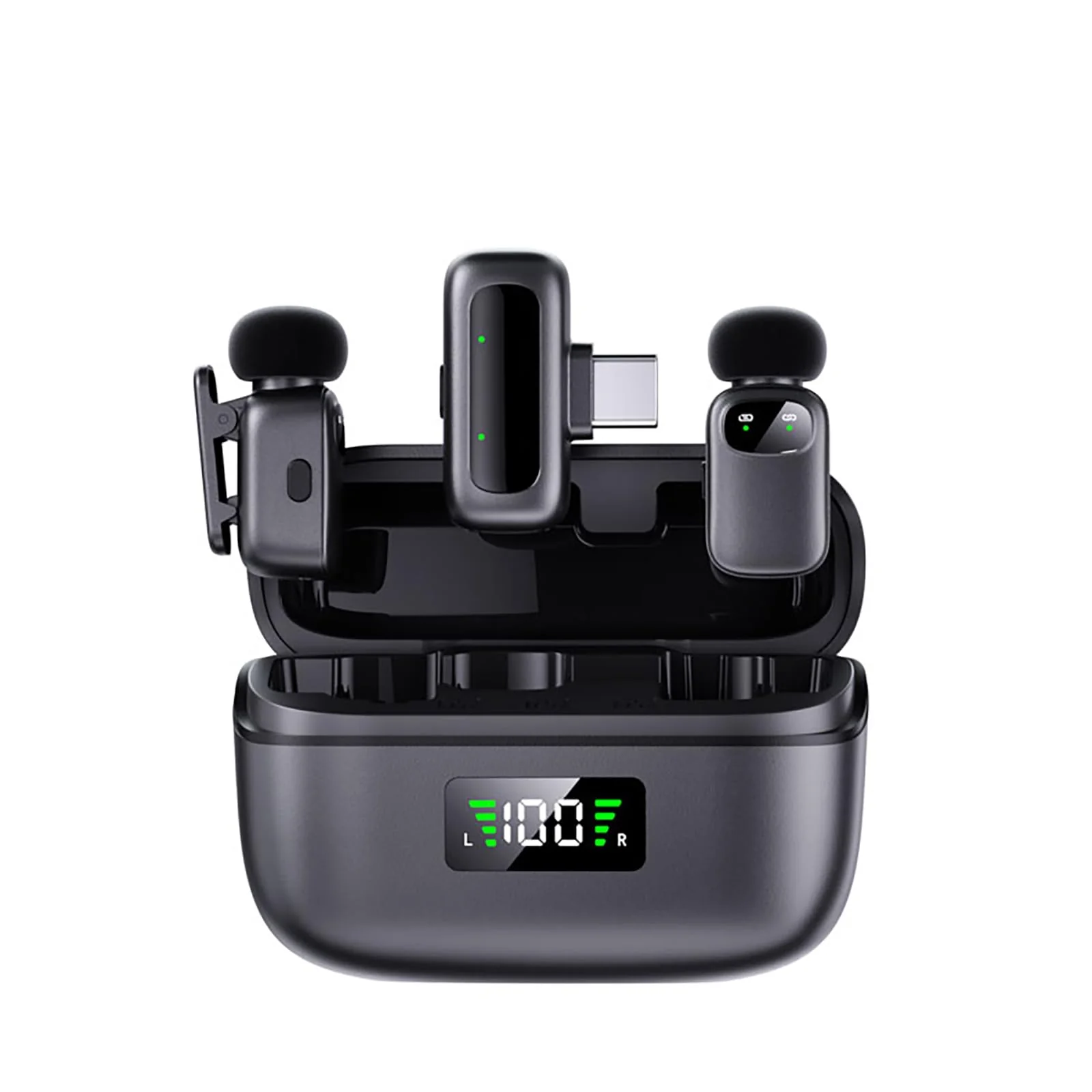 Mini Wireless Lavalier Mic for Android,iPhone, Excellent Sound Quality, AI intelligent Noise Reduction,Voice Changer, 30H Battery Life with Charging Case for Video Recording, Podcast, Interview
