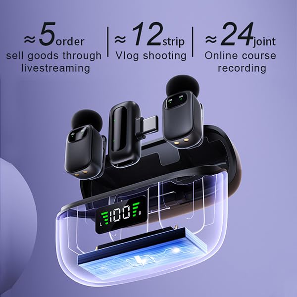 Mini Wireless Lavalier Mic for Android,iPhone, Excellent Sound Quality, AI intelligent Noise Reduction,Voice Changer, 30H Battery Life with Charging Case for Video Recording, Podcast, Interview - Image 3