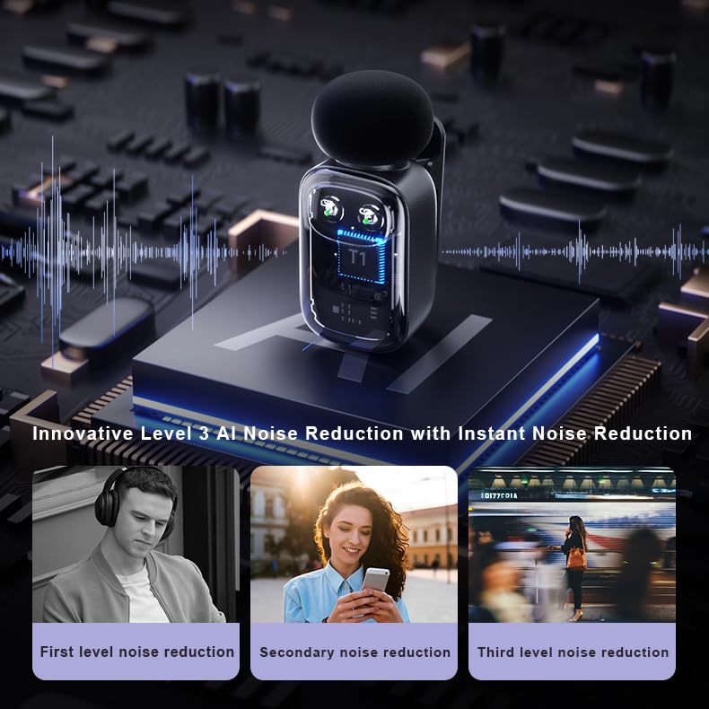 Mini Wireless Lavalier Mic for Android,iPhone, Excellent Sound Quality, AI intelligent Noise Reduction,Voice Changer, 30H Battery Life with Charging Case for Video Recording, Podcast, Interview - Image 5