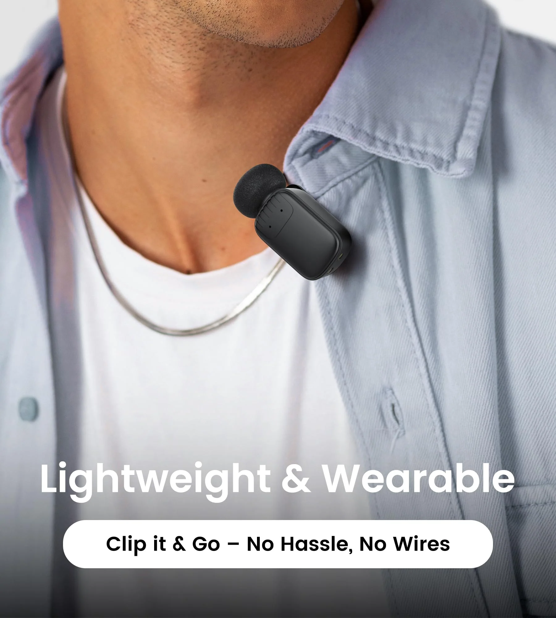 Mini Wireless Lavalier Microphone for iPhone/Android/PC with USB-C Plug, Noise Reduction, 25H Battery Life with Charging Case, Plug & Play, Tiny Mics for Vlogging & Podcast 2 TX + 1 RX + Black Charging Case - Image 3