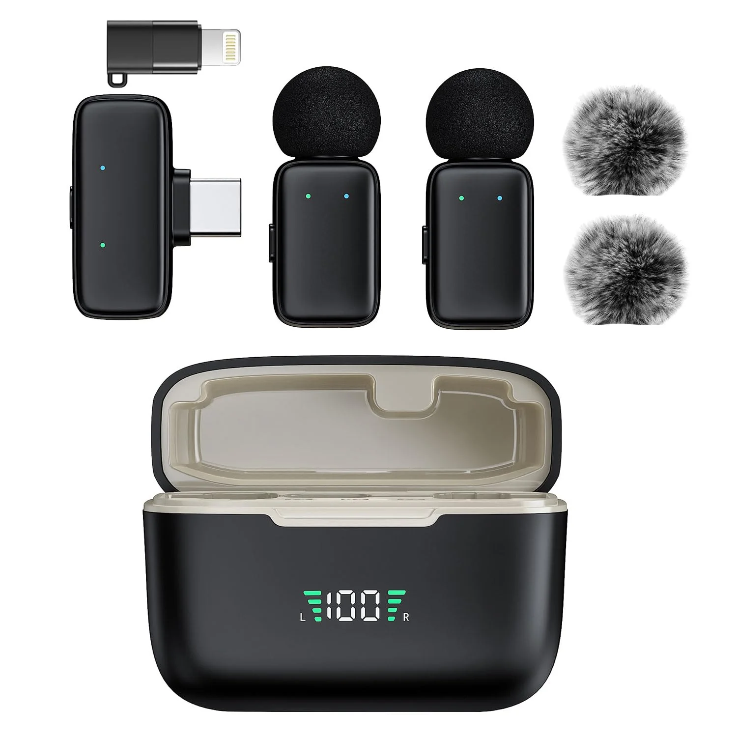 Mini Wireless Lavalier Microphone for iPhone/Android/Tablet/PC with Lightning/USB-C Plug, Noise Cancellation, Wireless Clip-on Mic with Charging Case for Video Recording TikTok YouTube Podcast - Image 8
