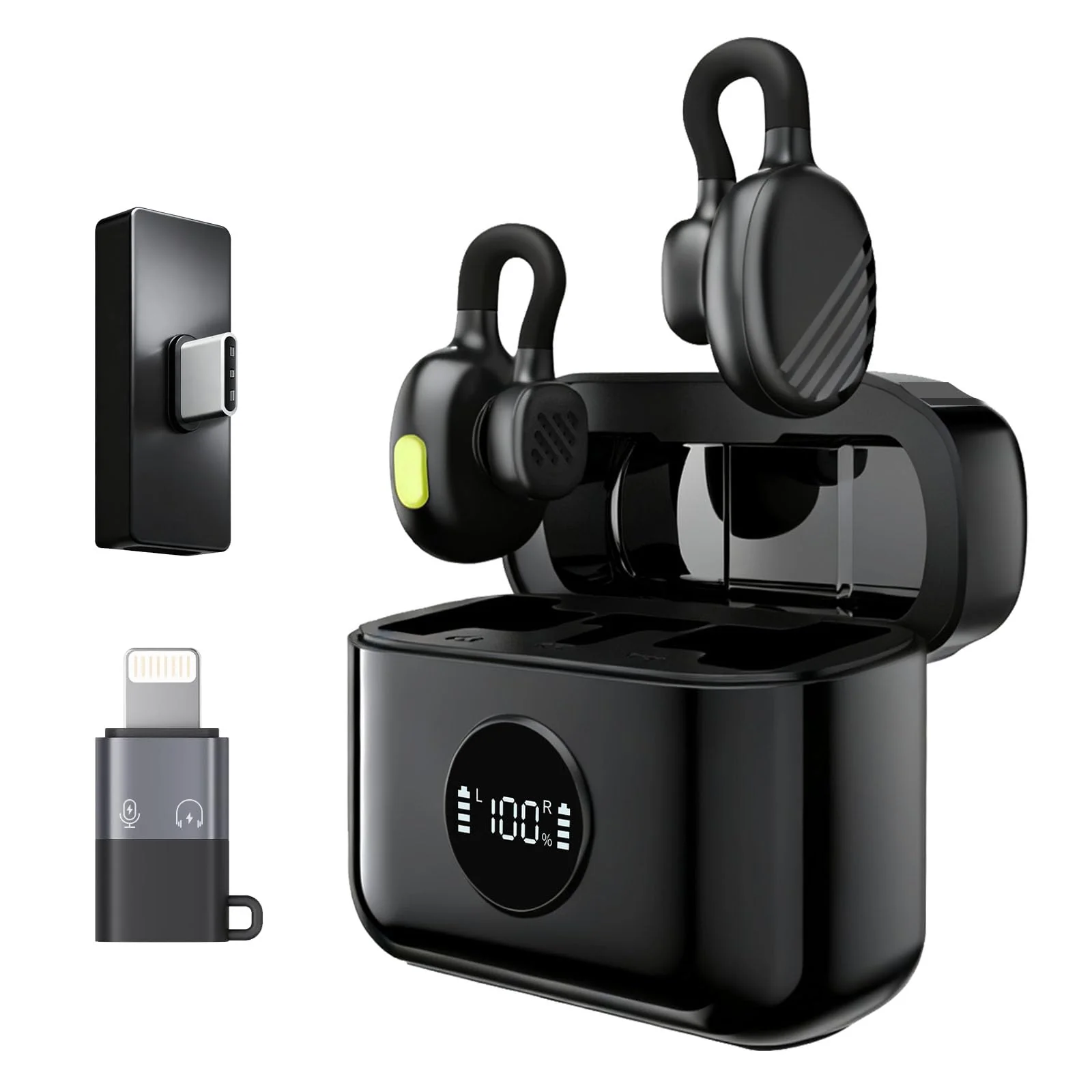 Mini Wireless Microphone for iPhone Android, USB C Lavalier Microphone, Noise Reduction, Long Battery Life with Charging Case for YouTube, TikTok, Video Recording Podcast