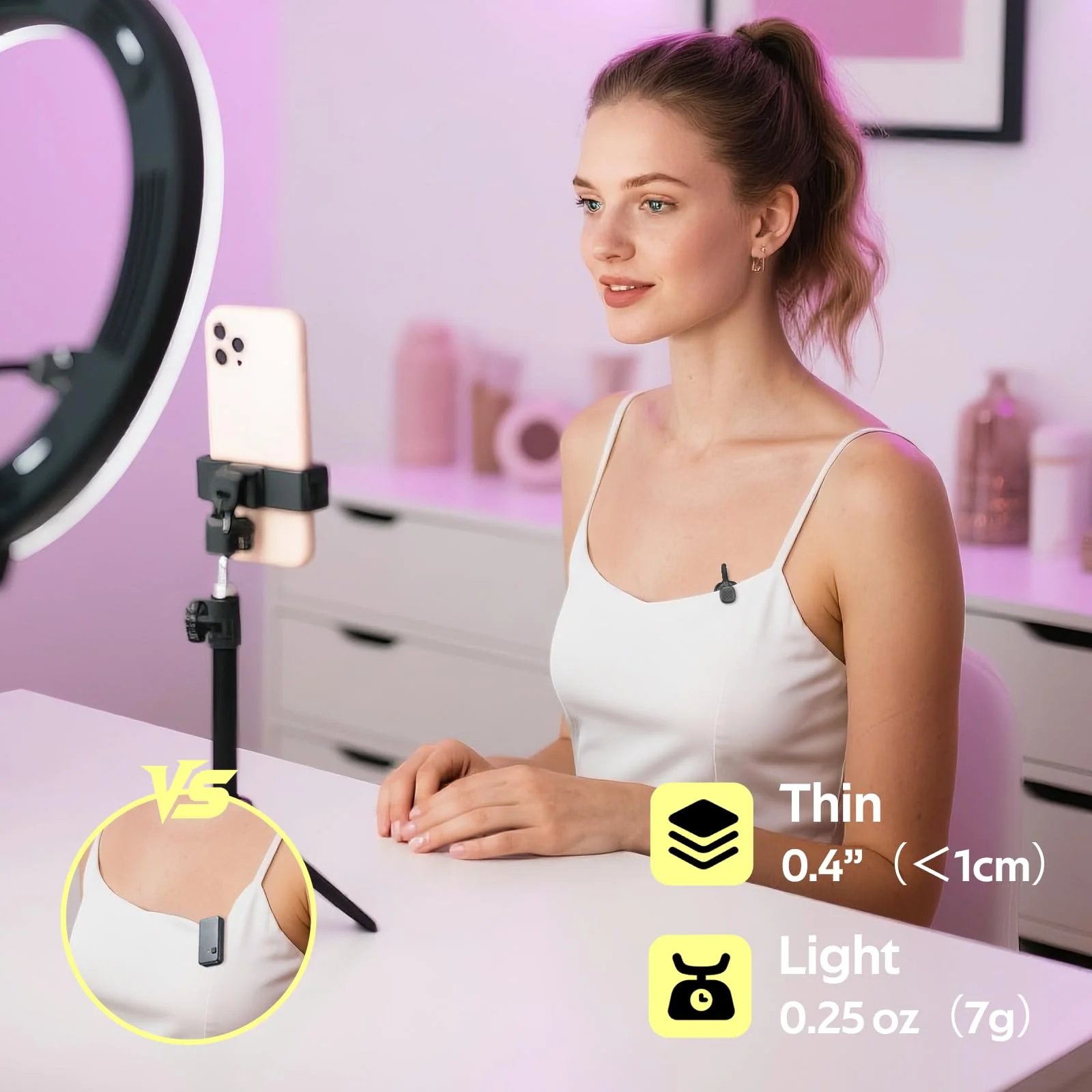 Mini Wireless Microphone for iPhone Android, USB C Lavalier Microphone, Noise Reduction, Long Battery Life with Charging Case for YouTube, TikTok, Video Recording Podcast - Image 4