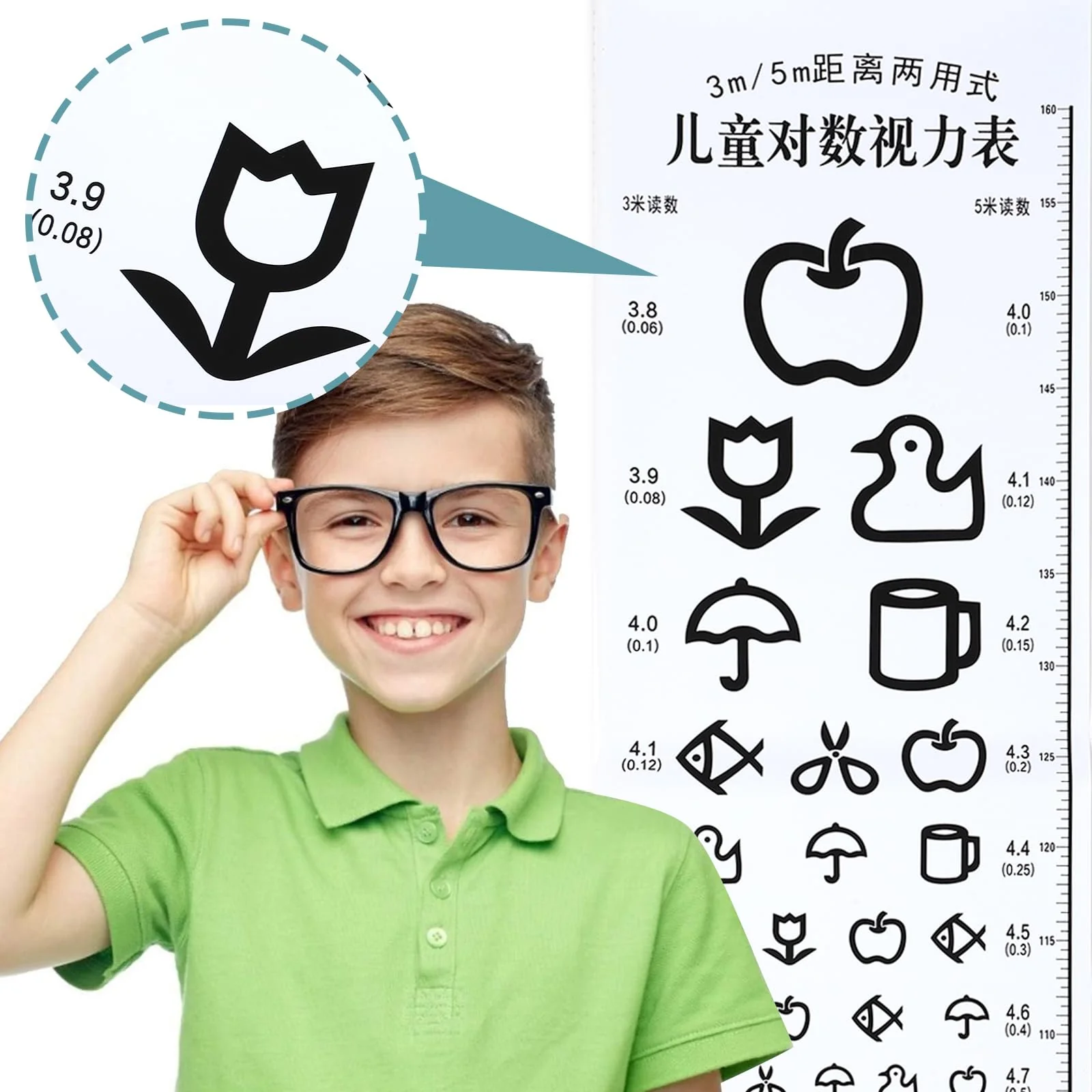 Mipcase TV Board Vision Test for Children: Vision Test Board Cartoon Vision Board Children's Vision Chart Visual Sharpness Board Wall Chart for Home Clinic Eye School Vision Test Chart - Image 6